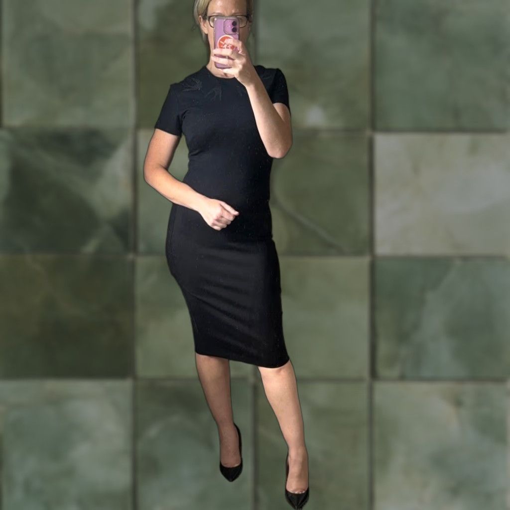 Alexander McQueen Dress XS Black Blue Midi A-Line Women Dress Regular Size XS