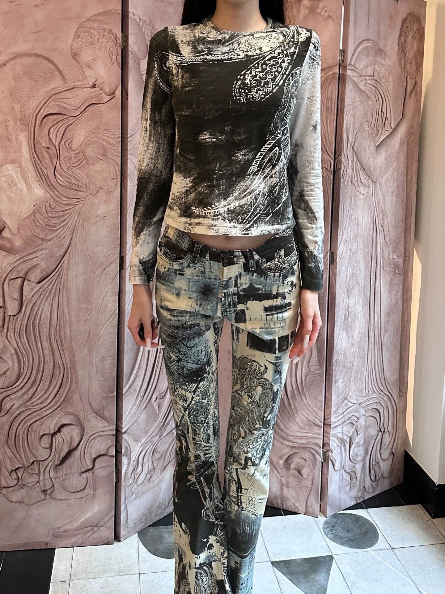 Just Cavalli Just Cavalli Print Stretch LS Tee Vtg Archive S Size S / US 4 / IT 40 - 5 Thumbnail