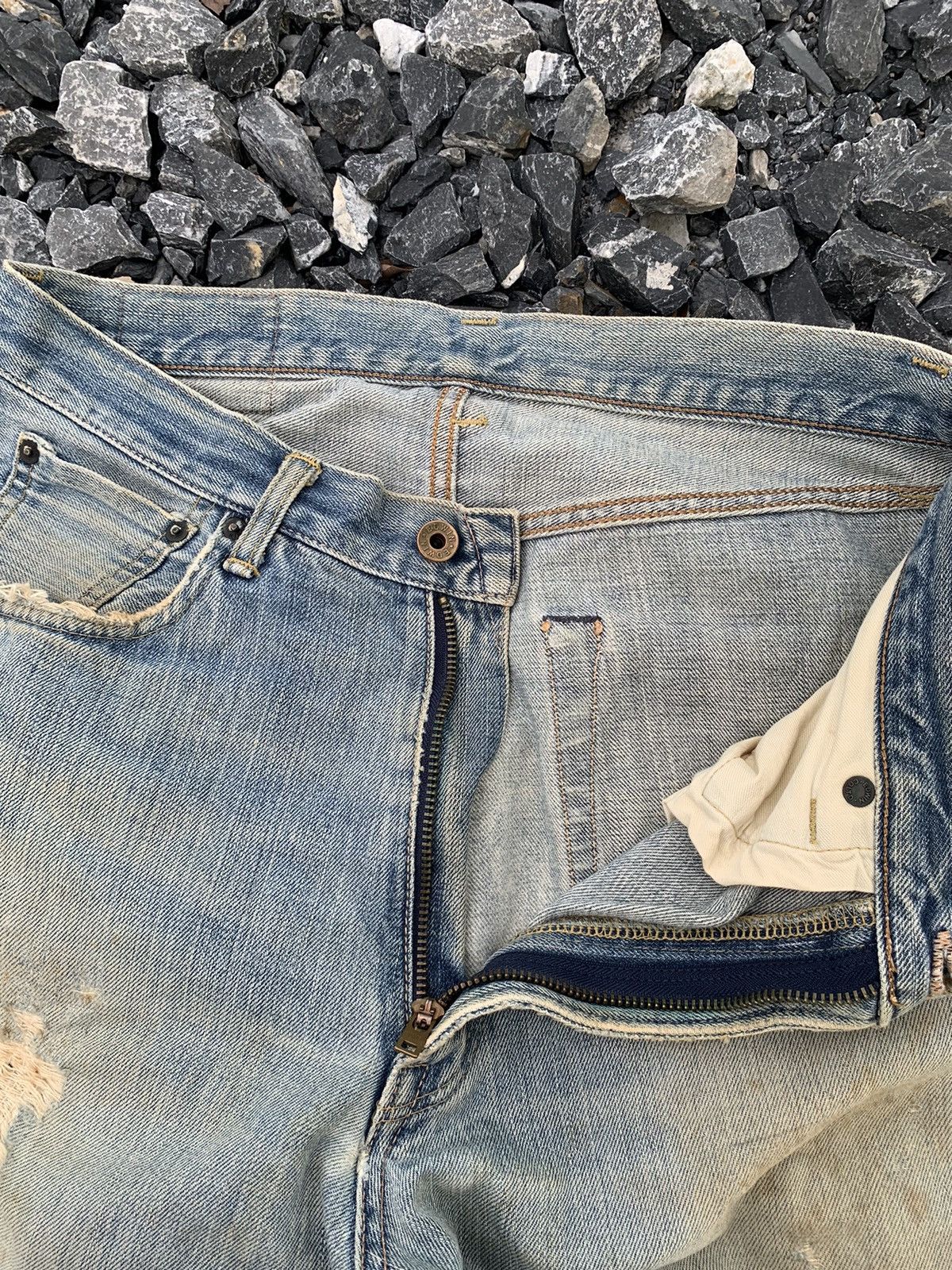 Kapital VINTAGE EDWIN 505 SELVEDGE FADED RUSTY DISTRESSED DENIM Size US 31 - 11 Thumbnail