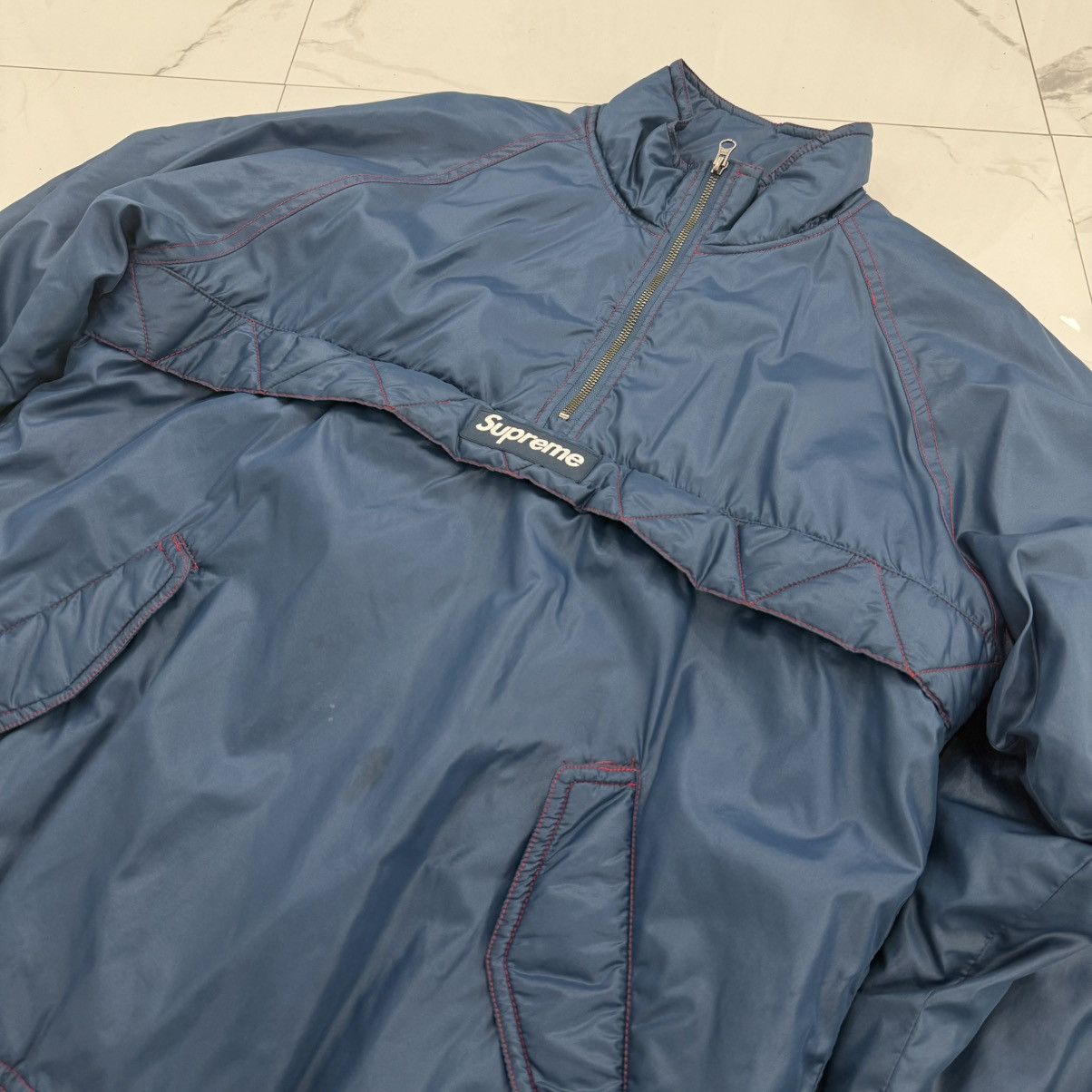 Supreme Supreme FW17 Contrast Stitch Half Zip PullOver Jacket Blue Size US M / EU 48-50 / 2 - 2 Thumbnail