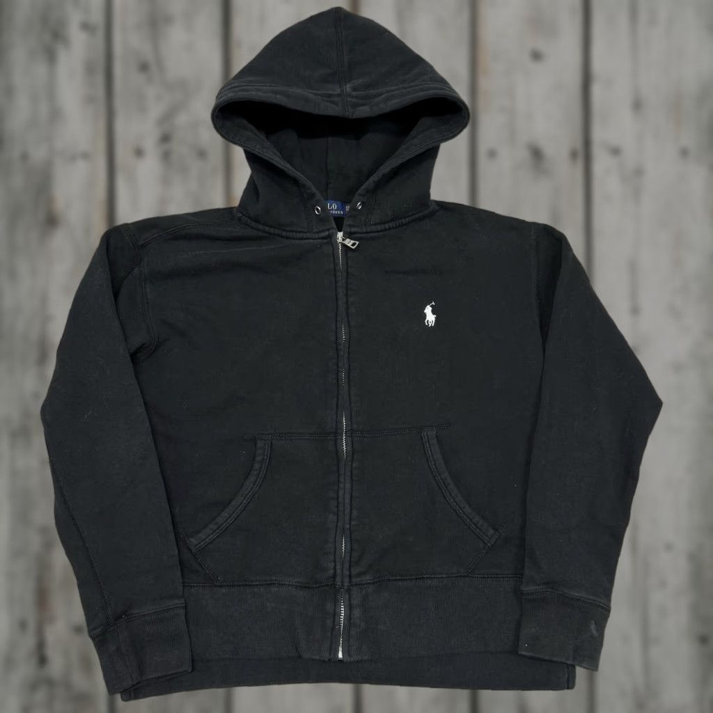 VINTAGE Ralph Lauren Polo Women's Hoodie Full Zip Black XS