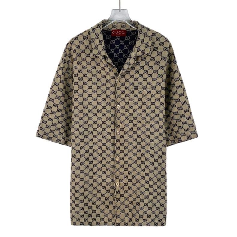 Gucci Gucci Brown Logo Print Short Sleeve Shirt Size US L / EU 52-54 / 3 - 1 Thumbnail