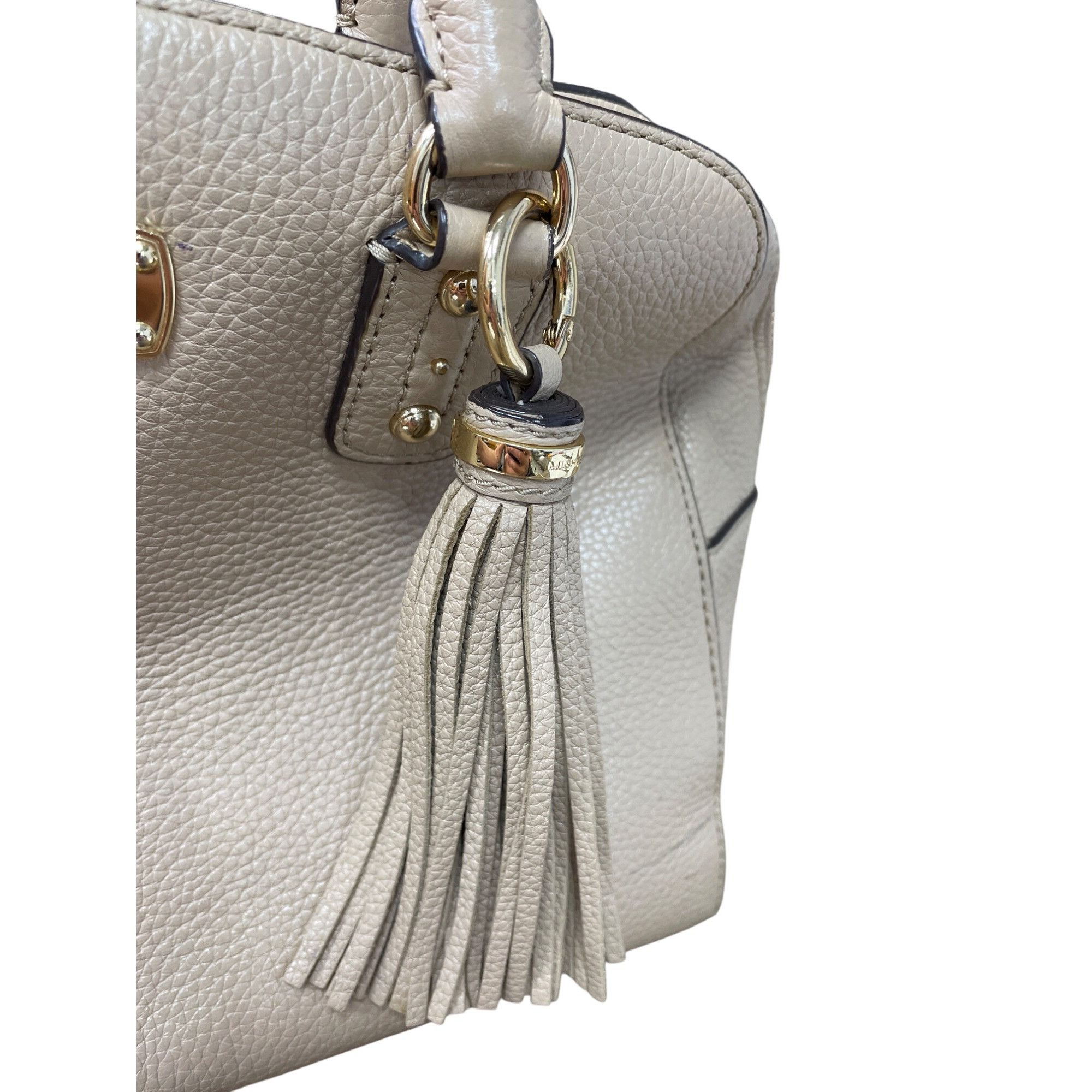 Michael Kors Michael Kors Womens Beige Leather Satchel Handbag SKU 9033 Size ONE SIZE - 3 Thumbnail