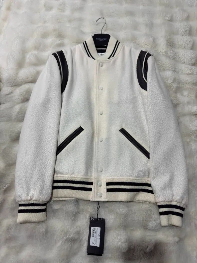 Saint Laurent Paris Saint Laurent Paris White Teddy Baseball Jacket Size US L / EU 52-54 / 3 - 1 Thumbnail