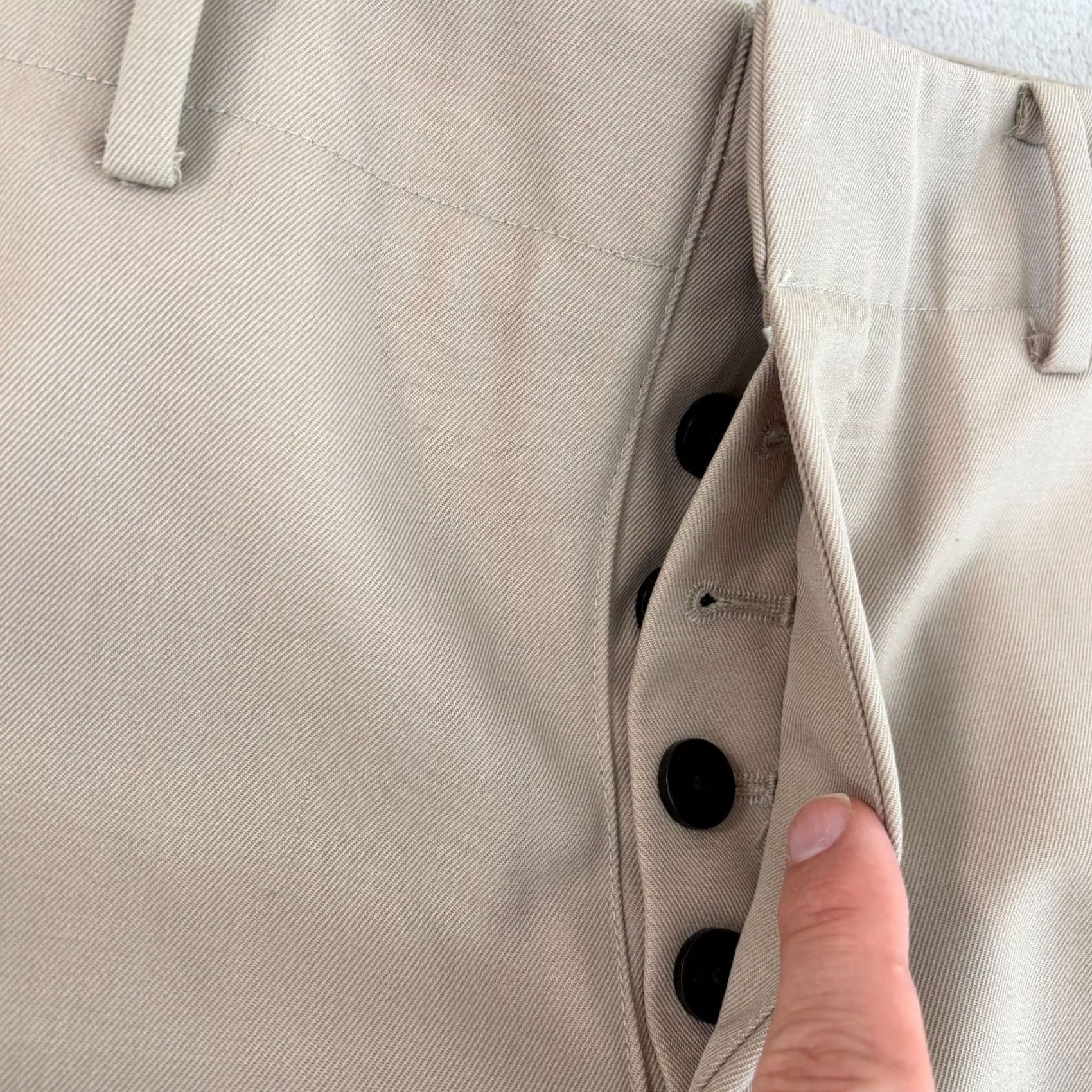 Allsaints ALLSAINTS Talia Straight Fit Trouser Pants Beige Men 34x30 Wool Polyester Flat Front Button Dress Pants Slim? Regular Unspecified Size US 34 / EU 50 - 3 Thumbnail