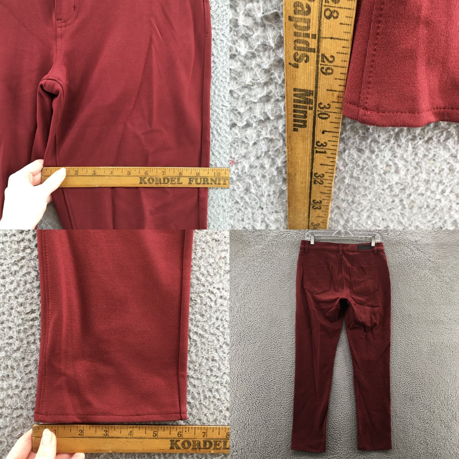 Calvin Klein Calvin Klein Skinny Pants Womens 10 Burgundy Mid Rise 5 Pockets Casual Slim Leg Regular 32in Waist 30in Inseam Mens Womens Girls Boys Size 32" / US 10 / IT 46 - 8 Thumbnail