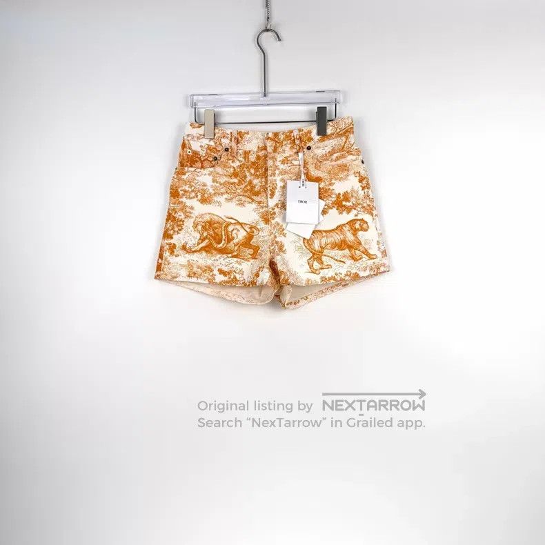 Dior Dior White and orange jungle animal denim cotton shorts Size 42" / US 20 - 3 Thumbnail