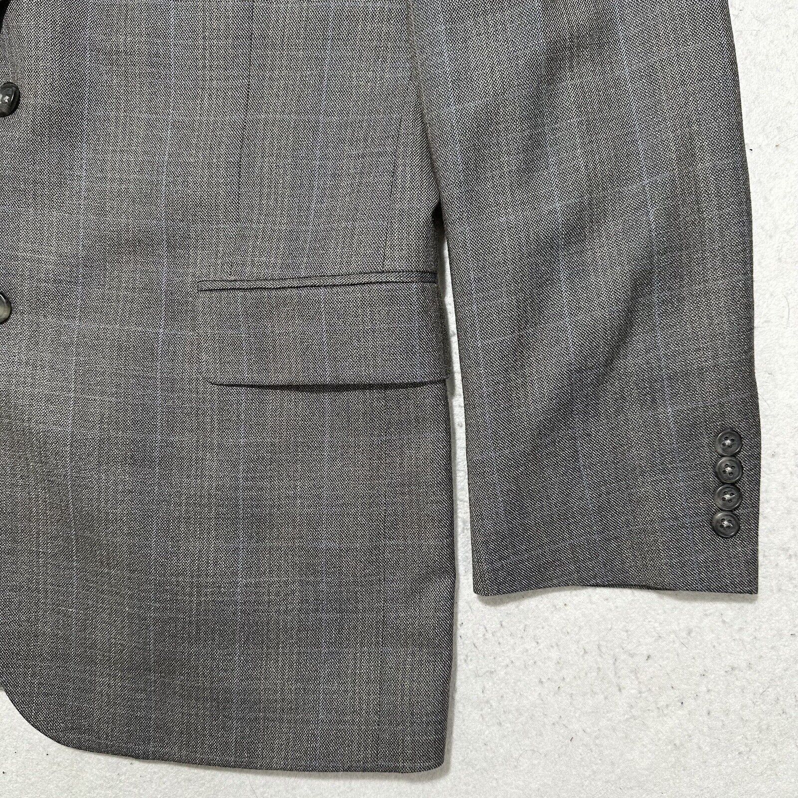 Jos. A. Bank Jos. A. Bank 43R Silk Wool Gray Plaid Striped Suit Jacket Size 42R - 4 Thumbnail