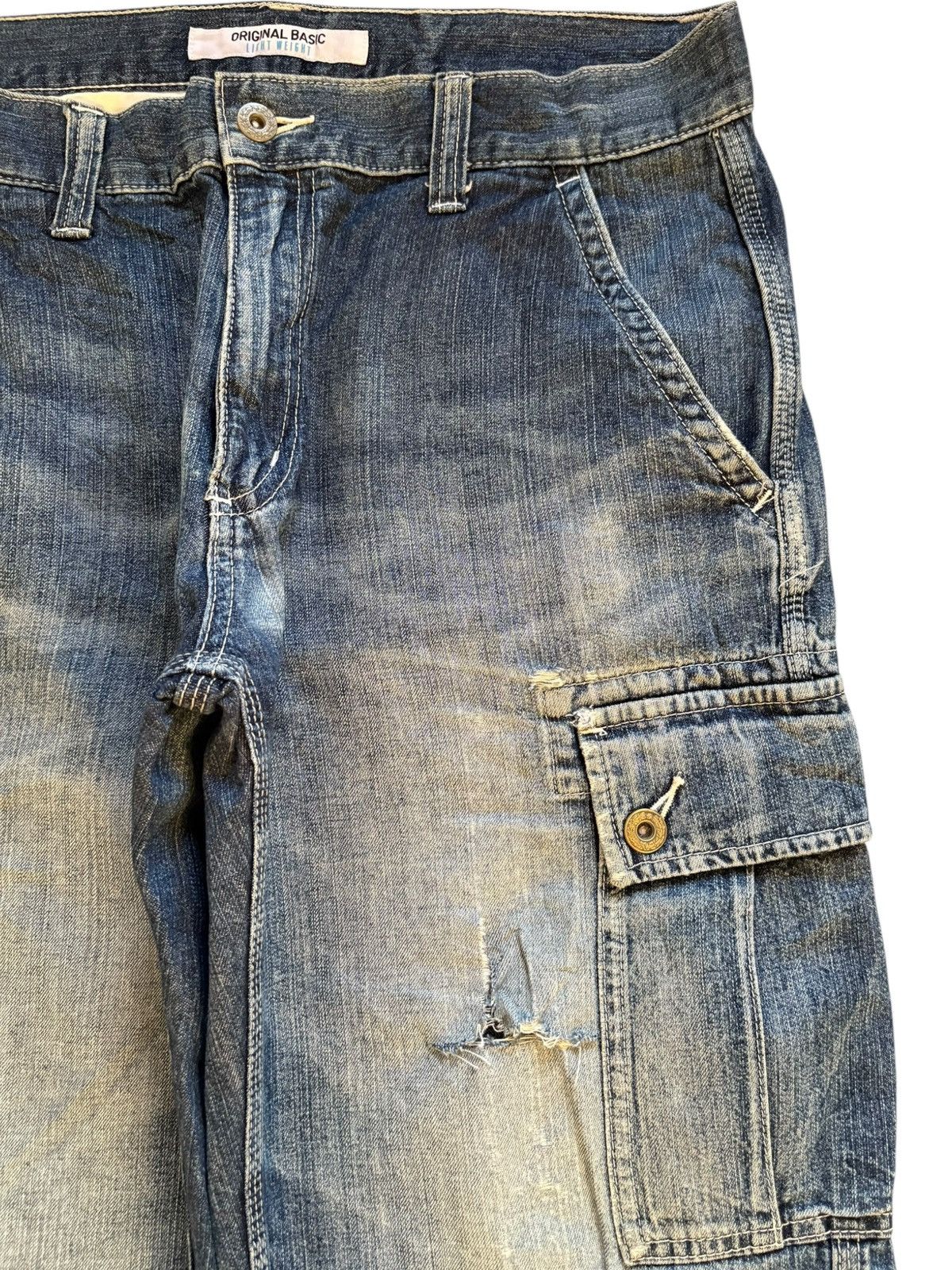 Japanese Brand × Jun Takahashi × Uniqlo Vintage Uniqlo Mud Wash Distress Rip Cargo Baggy Jean Shorts Size US 32 / EU 48 - 6 Thumbnail