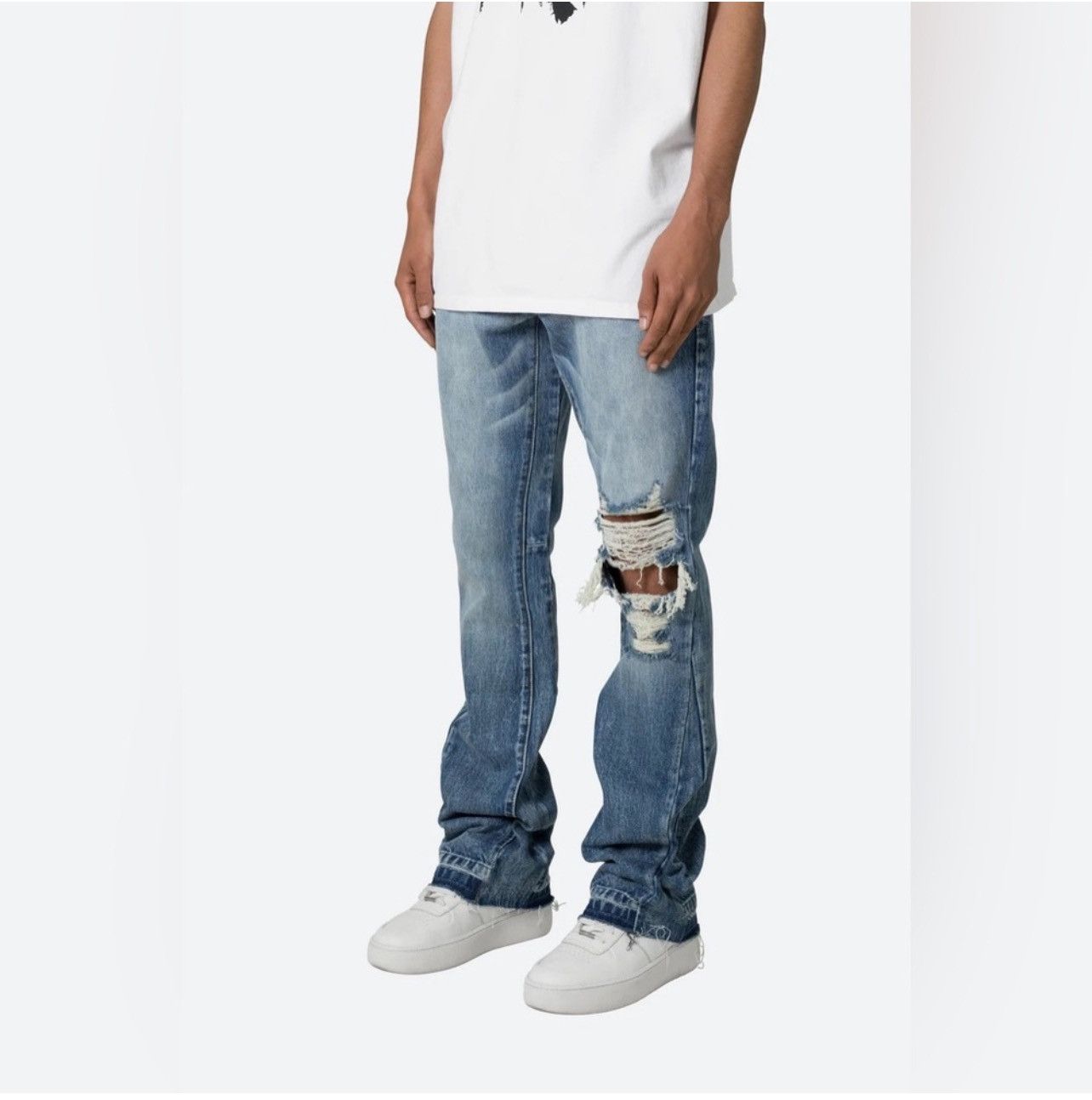 MNML MNML Flare Blue Denim Jeans Distressed Size US 32 / EU 48 - 13 Thumbnail