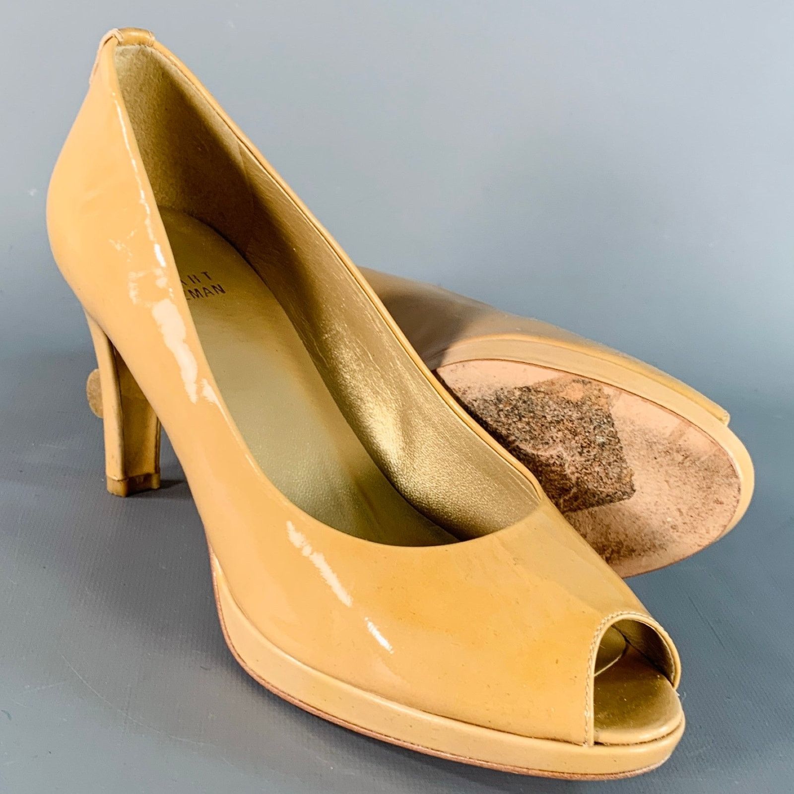 Stuart Weitzman STUART WEITZMAN Size 7 Tan Patent Leather Peep Toe Pumps Size US 7 / IT 37 - 5 Thumbnail