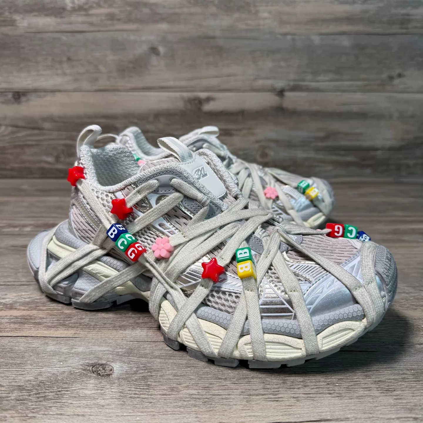Balenciaga Balenciaga Distressed Crazy Laces Beaded Dad Sneaker W38 Size US 7.5 / IT 37.5 - 2 Thumbnail