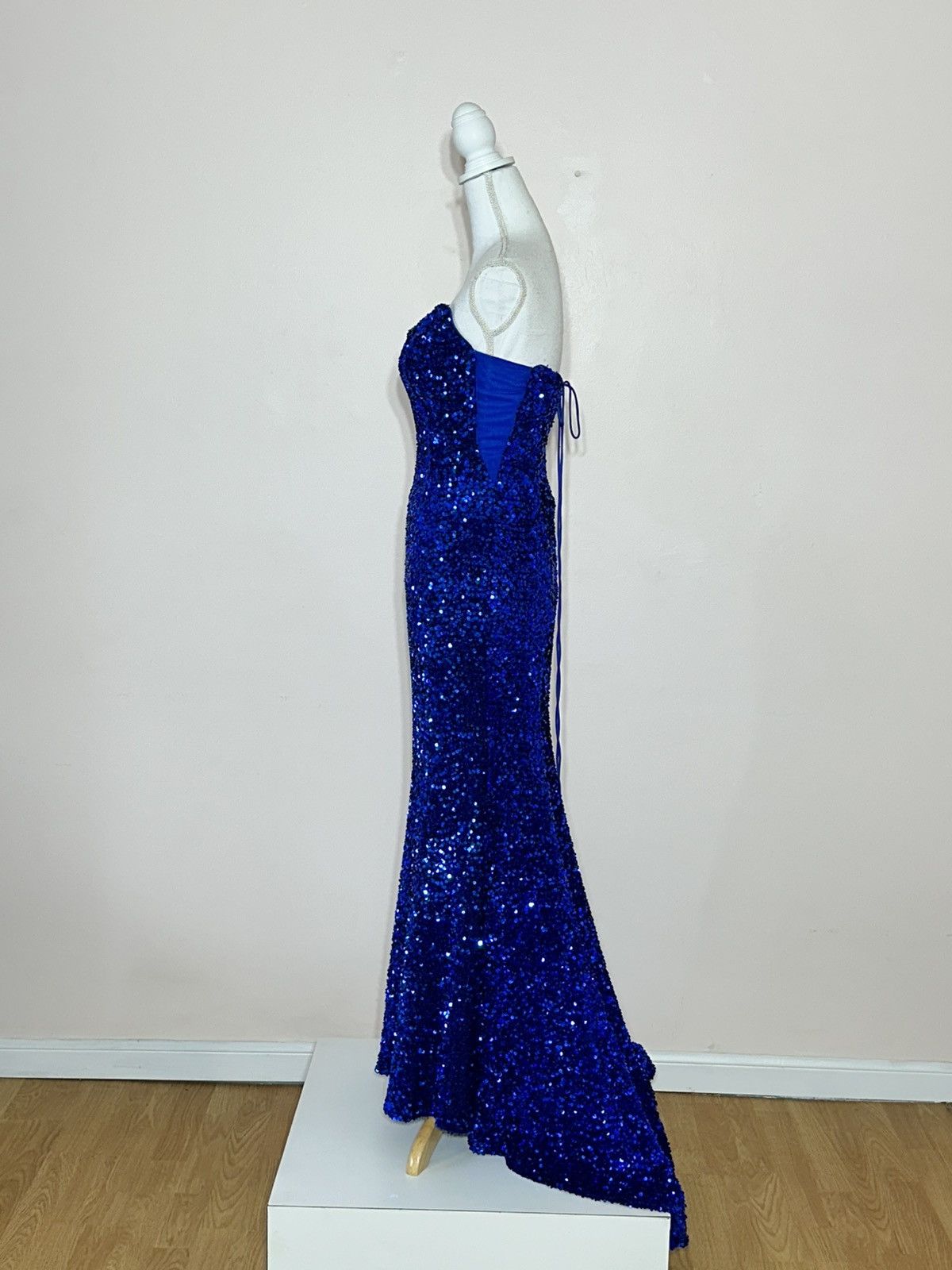 Designer × Vintage Cinderella Devine Navy Sequined Gown Size S / US 4 / IT 40 - 3 Thumbnail