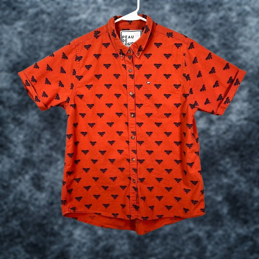 Vintage Peau De Loup Shirt Womens Size 12 Red Button-Up 100% Upcycled Cotton Size XL / US 12-14 / IT 48-50 - 1 Thumbnail