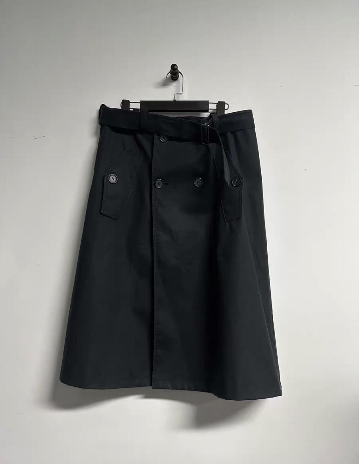 Raf Simons Black Belted Button-Front Midi Skirt Size US 32 / EU 48 - 1 Thumbnail