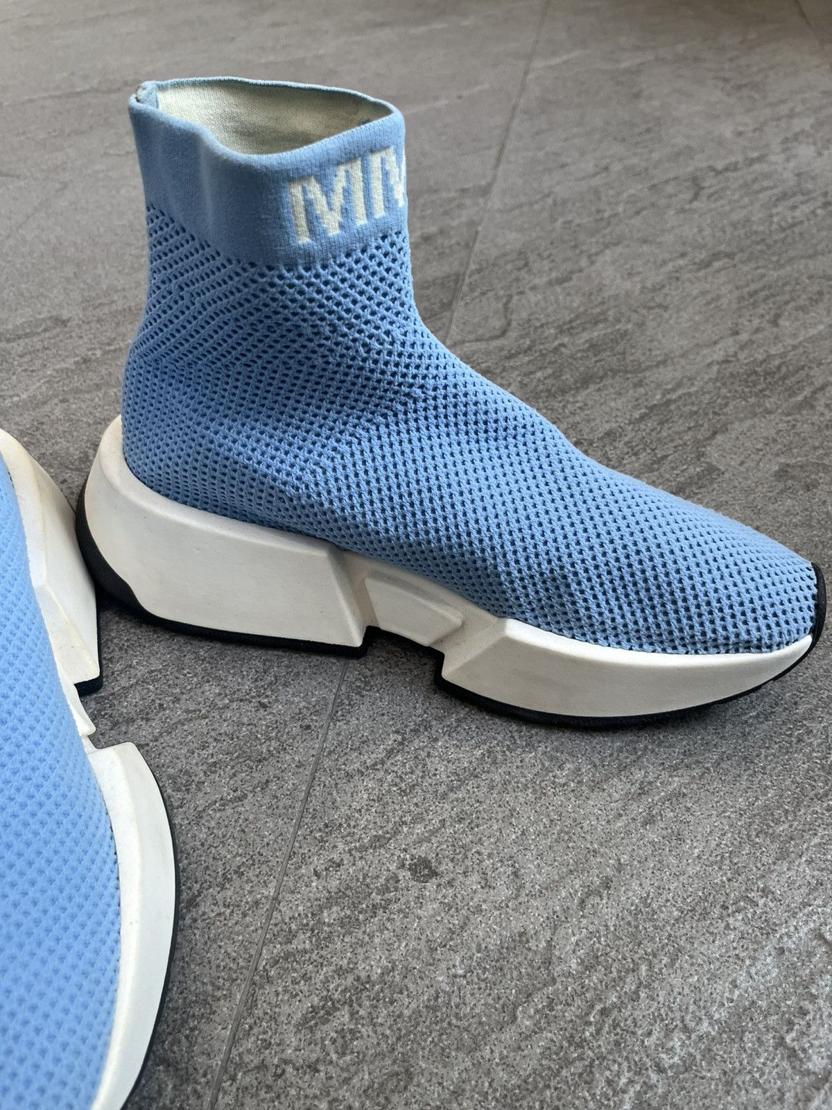 Maison Margiela MM6 Maison Margiela Blue Knit Sock Logo High Top EU39 Size US 9 / IT 39 - 8 Thumbnail