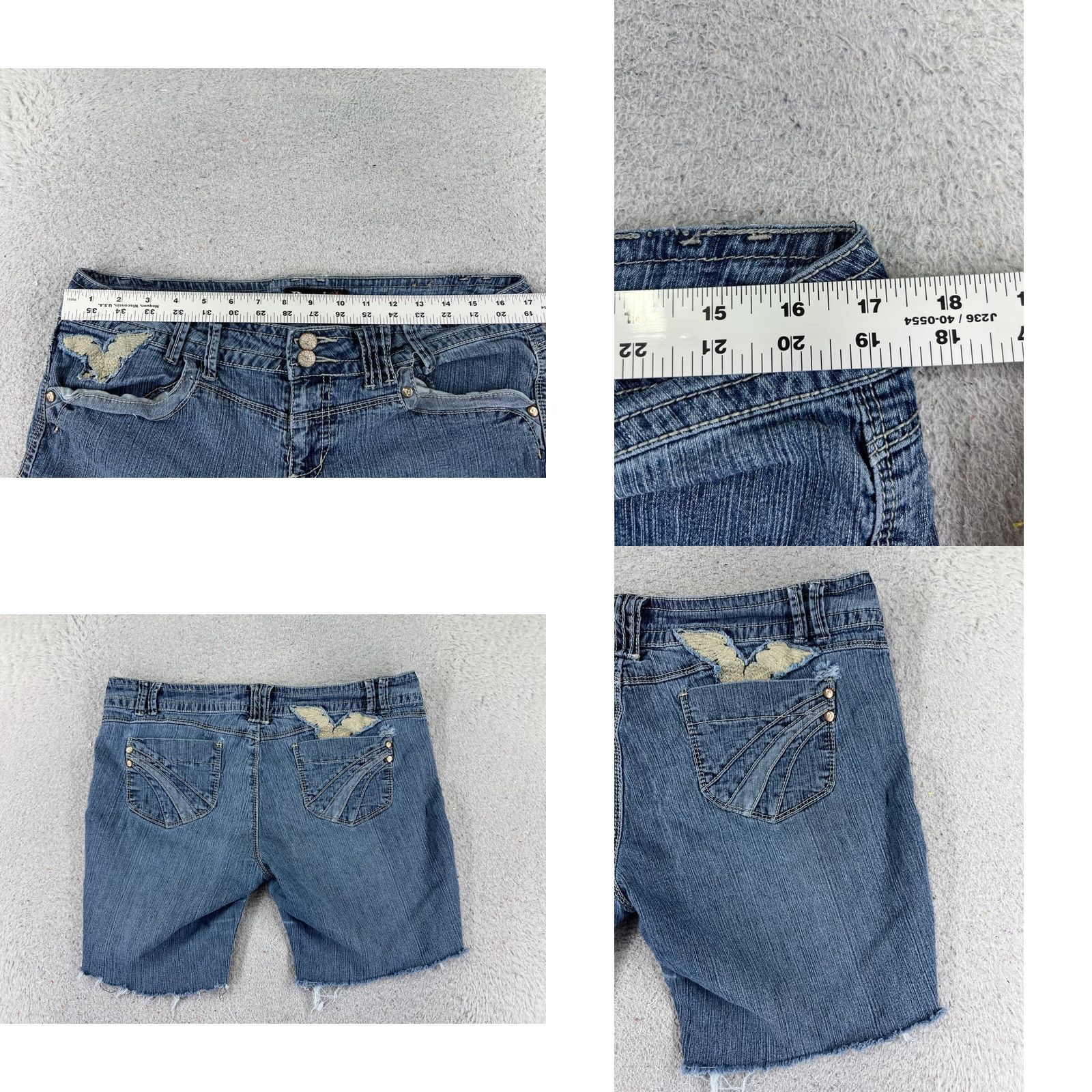 Vintage Rewind Shorts Womens Blue Denim 33x8 Medium Wash Ramie Blend 13 Inch 5-Pocket Size 34" / US 12 / IT 48 - 9 Thumbnail