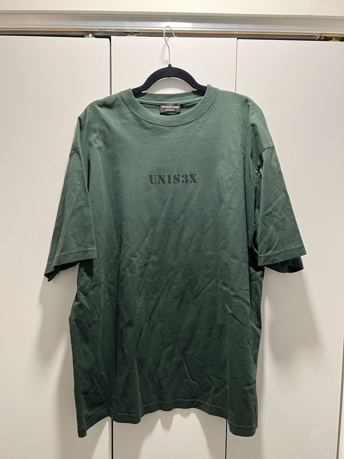 image of Balenciaga Unisex T-Shirt in Army Green, Men's (Size Large)