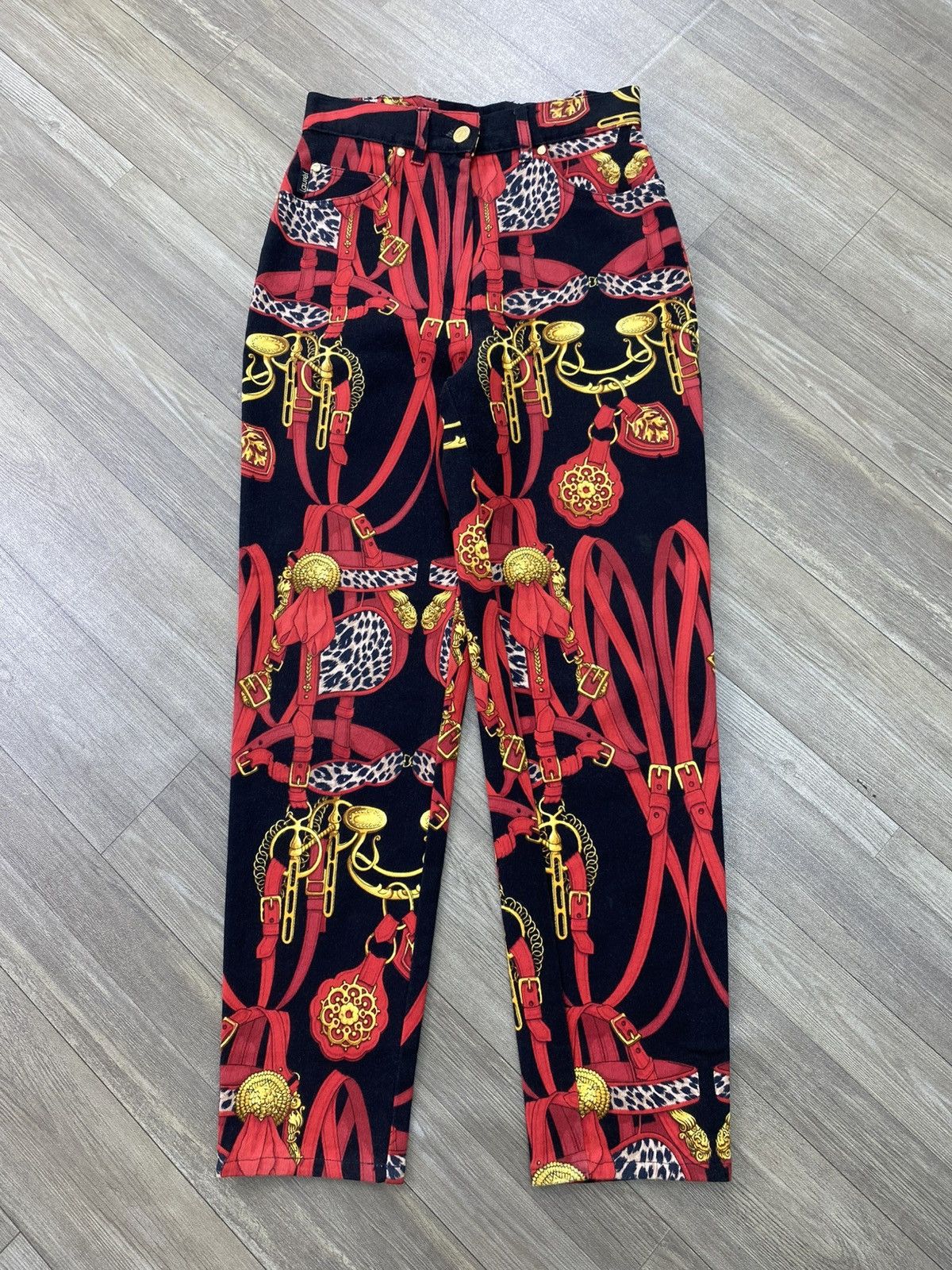 Japanese Brand Vintage Laurel Baroque Equestrian Chanis Scarf Print Pants Size US 27 - 1 Thumbnail