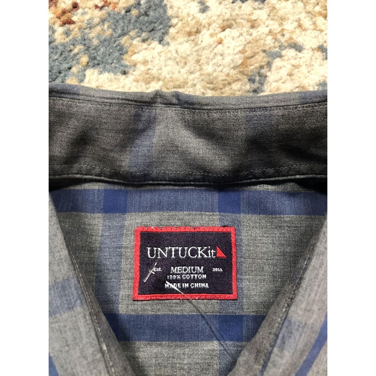 UNTUCKit UNTUCKit Shirt Mens M Blue Gray Plaid Cotton Long Sleeve Button Up Casual Size US M / EU 48-50 / 2 - 7 Thumbnail