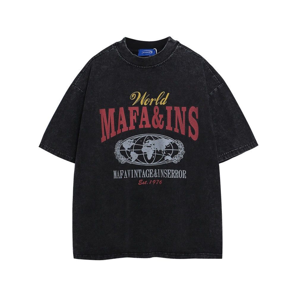 Vintage Men's distressed washed street letter print loose t-shirt Size US M / EU 48-50 / 2 - 1 Thumbnail