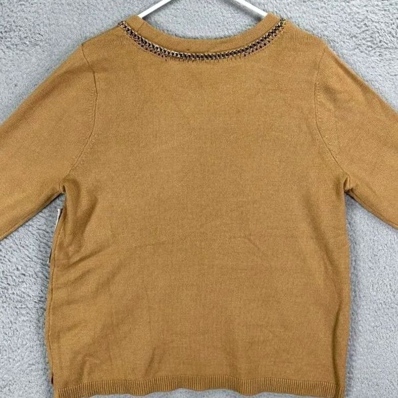 Vintage Chicos Sweater Womens 2 US Large Tan Camel Heather Chain Crew Neck Pullover NEW Size L / US 10 / IT 46 - 4 Thumbnail
