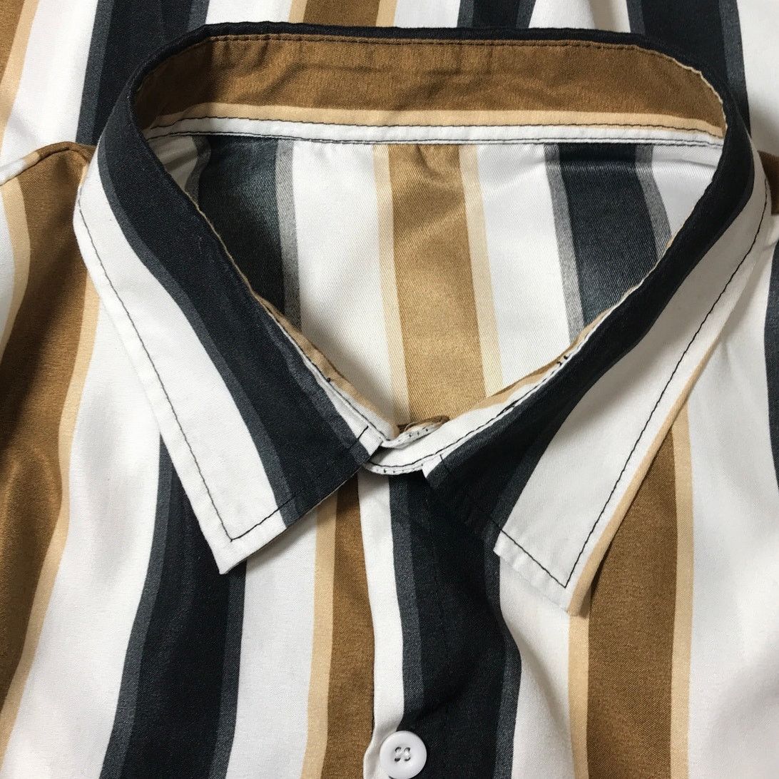 Other Lars Amadeus Striped Collard Short Sleeve Shirt XL Size US XL / EU 56 / 4 - 6 Thumbnail
