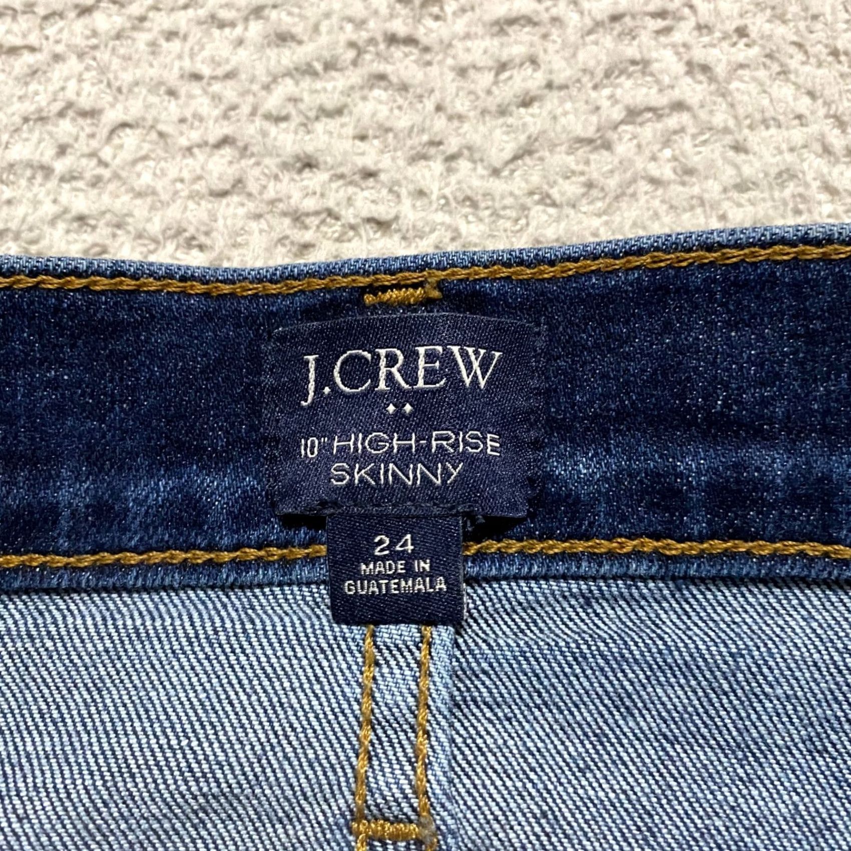 J.Crew J.CREW Jeans Womens 24 Blue Denim Dark Wash High Rise Skinny Raw Hem Shirt Moms? Size 42" / US 20 - 3 Thumbnail
