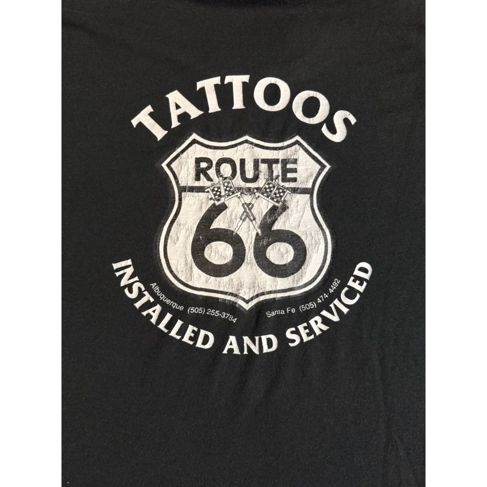 Fruit Of The Loom VINTAGE Route 66 Tattoos New Mexico T Shirt XL Black Cotton 90s Biker Tattoo MC Harley Fruit of the Loom Mens Short Sleeve Crew Neck Double-Sided Size US XL / EU 56 / 4 - 2 Thumbnail