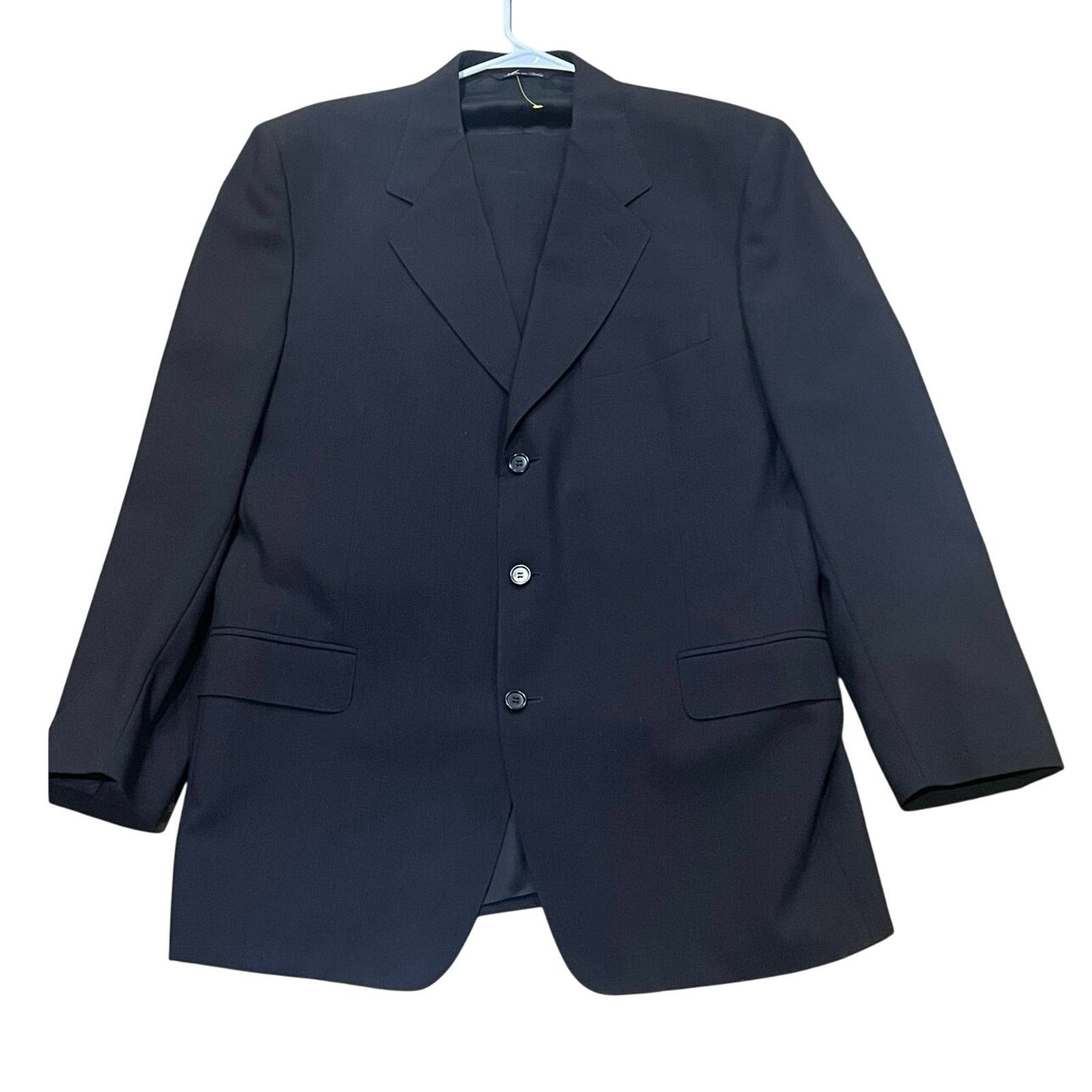 Canali Canali Suit 44R 38x32 Black Wool Italy Designer Mens 2 Piece Size 44R - 1 Thumbnail