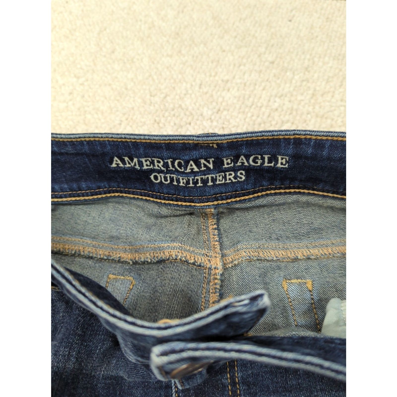 American Eagle Outfitters American Eagle Outfitters Jeans Womens Regular Kick Boot Medium Blue Denim Stretch 5-Pocket Logo Bootcut Vintage No N/A Size 36" / US 14 / IT 50 - 6 Thumbnail