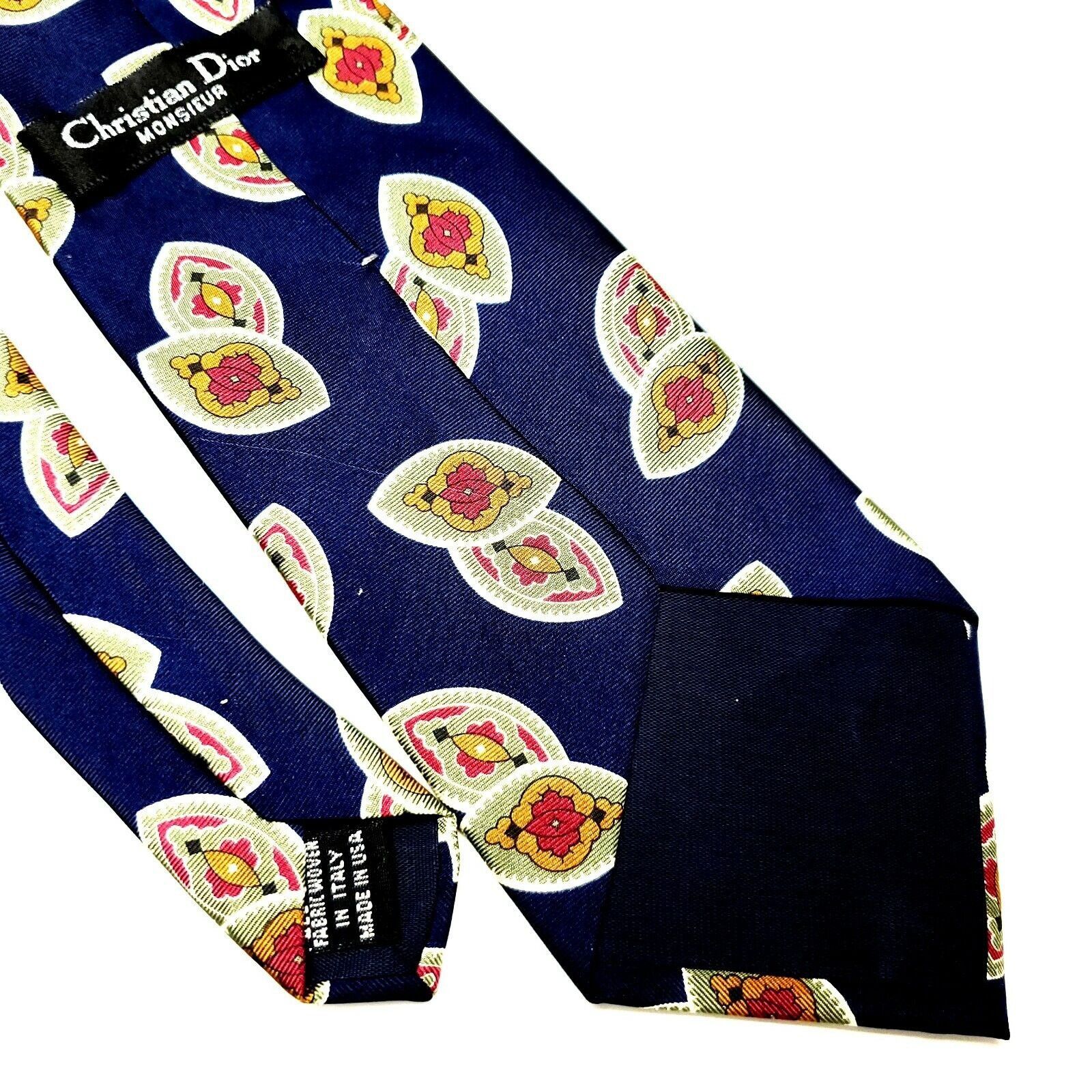 Christian Dior Monsieur Christian Dior Monsieur Silk Tie Print Blue Italy Classic Size ONE SIZE - 5 Thumbnail