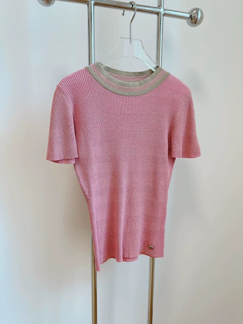 Chanel Chanel Egyptian series pink knitted short sleeves Size XXS / US 00 / IT 34 - 2 Thumbnail