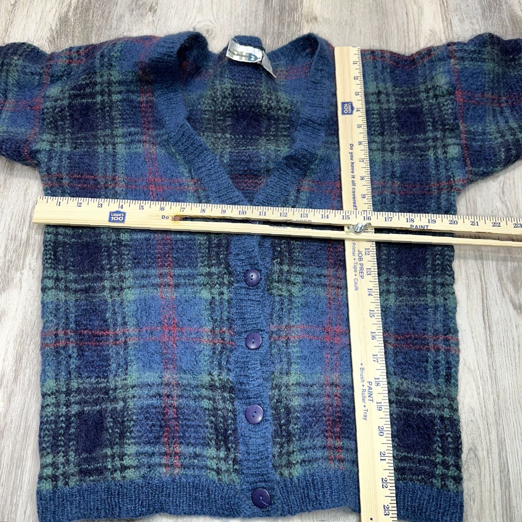 Vintage Paul Harris Design Sweater Cardigan Womens L Long Sleeve Button Mohair Knit Blue Green Vintage Winter Slim Size L / US 10 / IT 46 - 2 Thumbnail