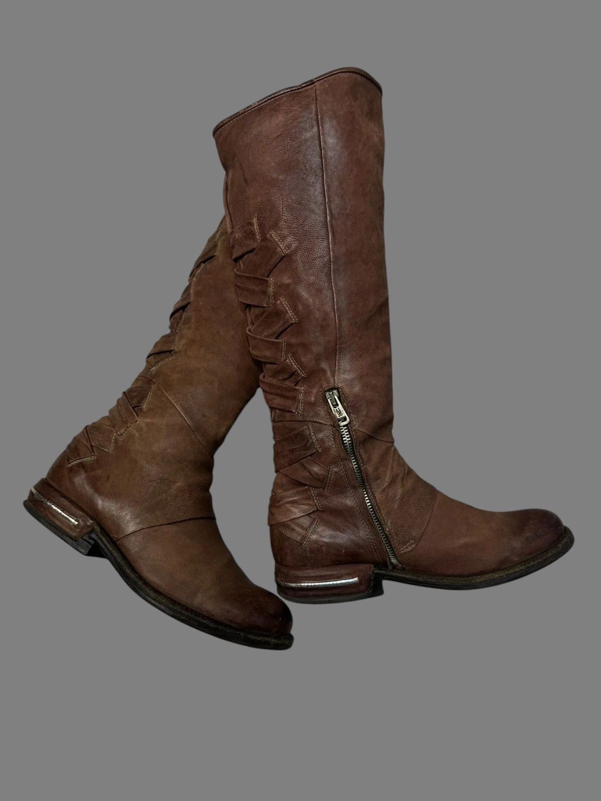 If Six Was Nine Vintage Italian Leather Tall Boots A.S.98 Rick Owens Look Size US 9 / IT 39 - 13 Thumbnail