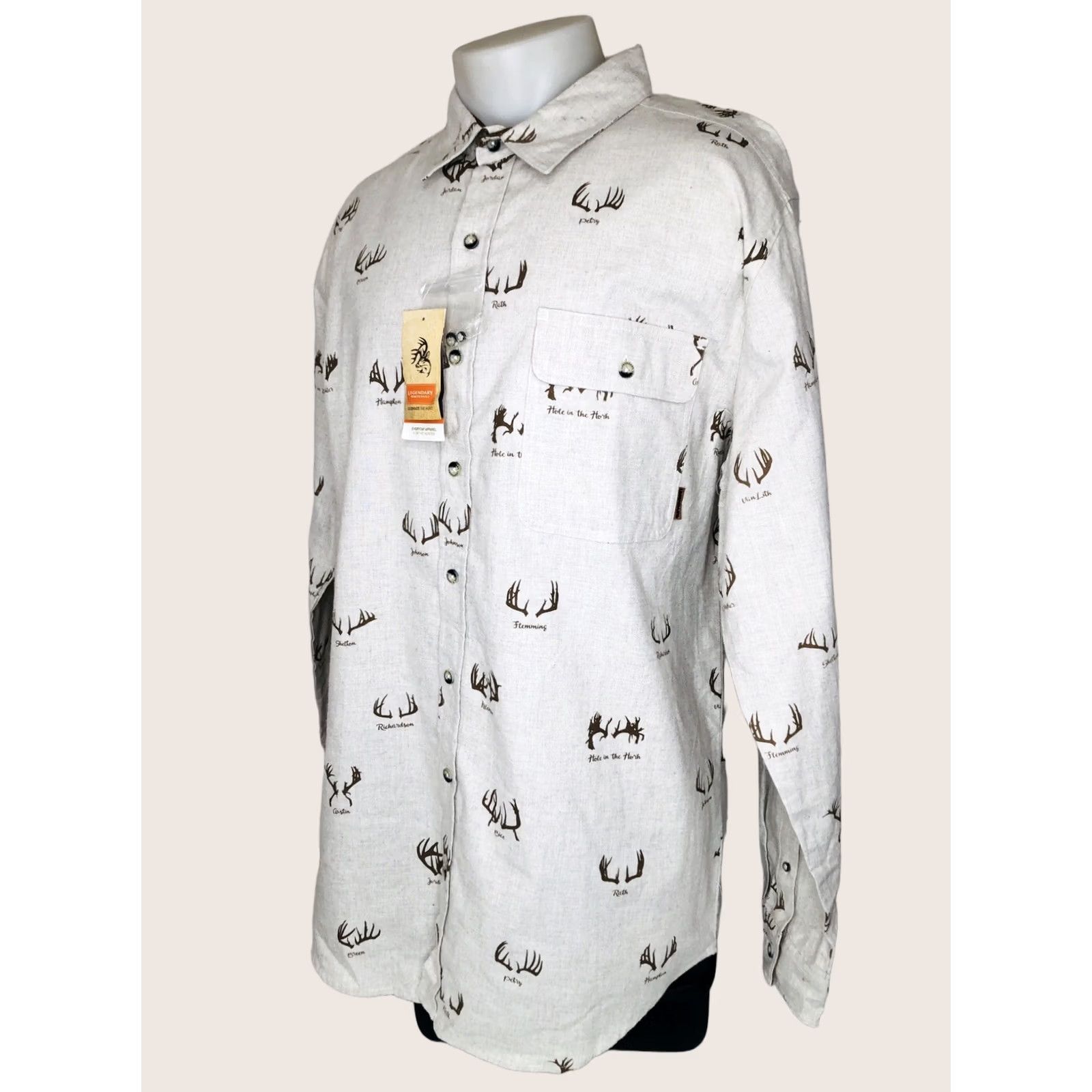 Vintage LEGENDARY WHITETAILS Button-Up Flannel XLT Beige Long Sleeve Men XXLT? Size US XL / EU 56 / 4 - 1 Thumbnail