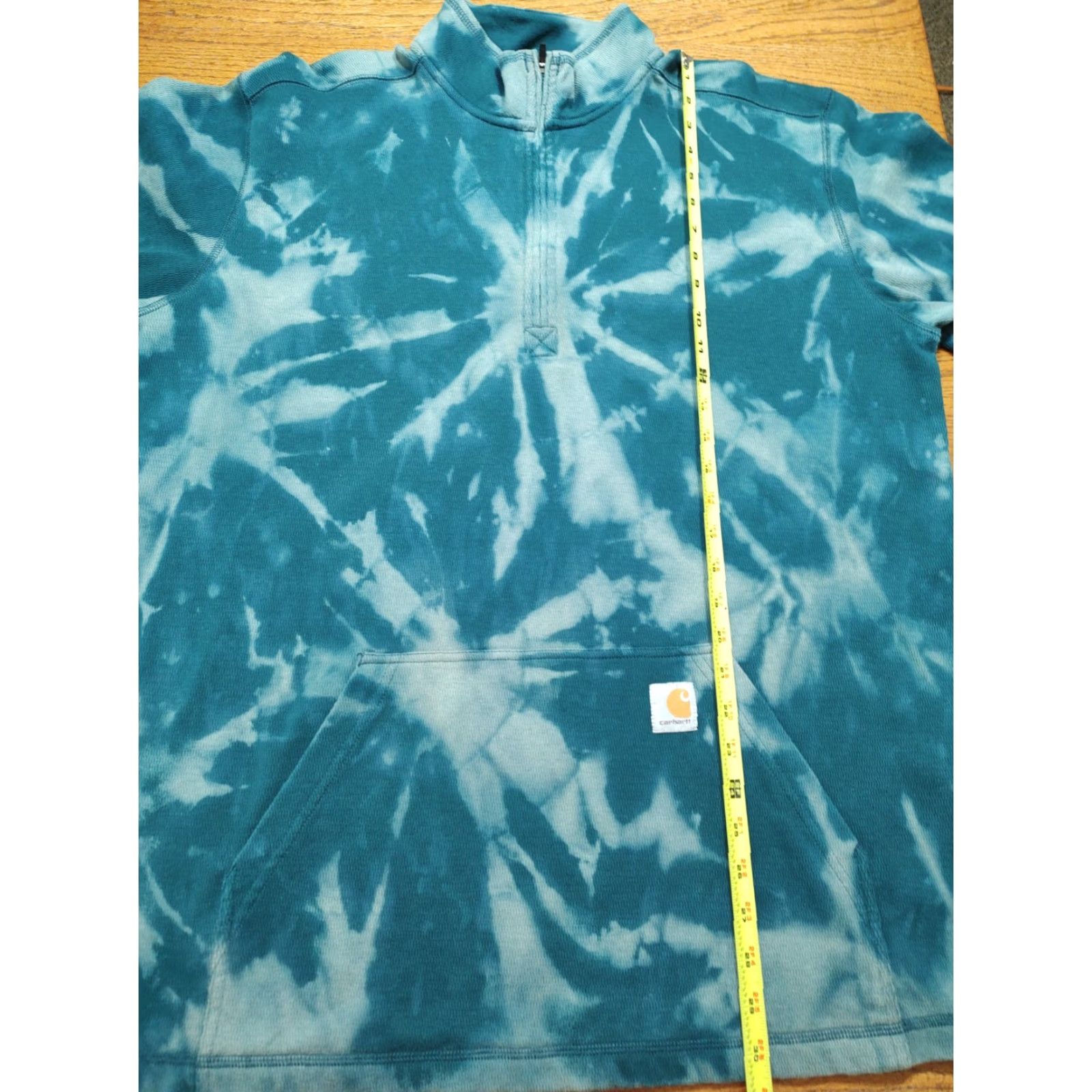Carhartt Carhartt Mens XL Teal Green 1/4 Zip Thermal Sweatshirt Acid Wash Tie Dye Relaxed Shirt Men Size US XL / EU 56 / 4 - 6 Thumbnail