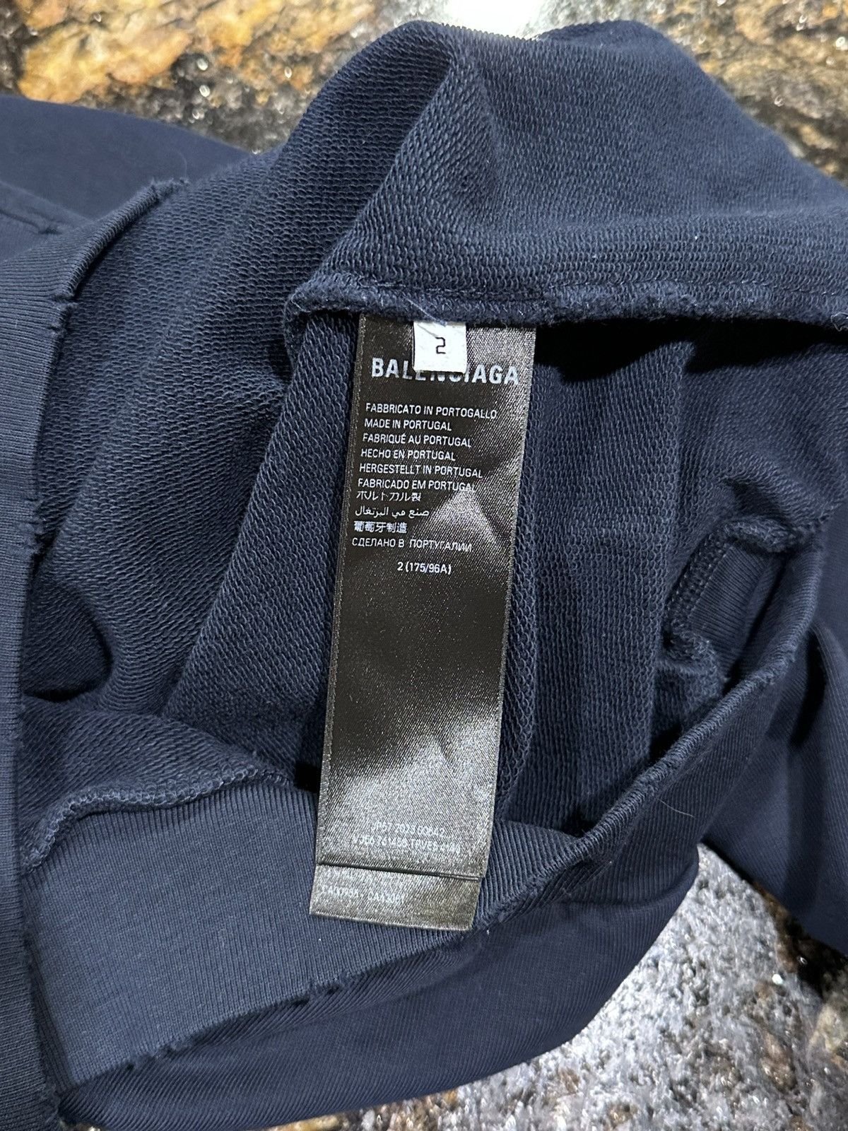 Balenciaga Balenciaga “Be Nice” France Dark Navy 2023 Distressed Hoodie Size US XL / EU 56 / 4 - 13 Thumbnail