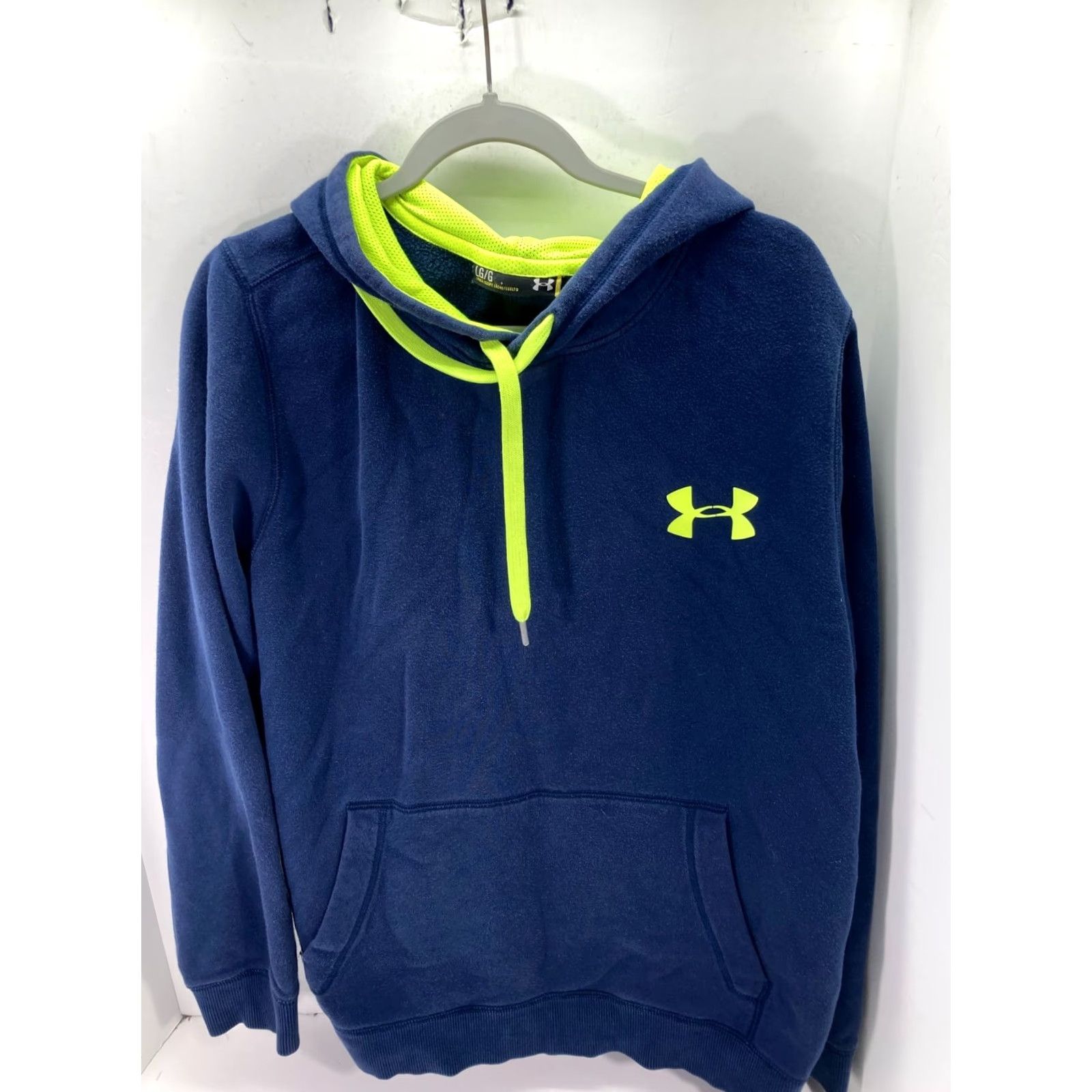 Under Armour Under Armour Sweatshirt Pullover Hooded Mens L Blue Neon Fleece Drawstring Logo Sports Outdoor Winter Fall Size US L / EU 52-54 / 3 - 2 Thumbnail