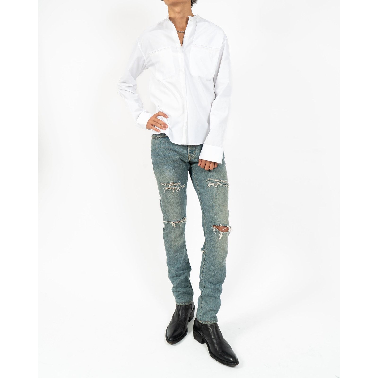 Haider Ackermann FW18 Mandarin Military Shirt in White Cotton Size US S / EU 44-46 / 1 - 10 Thumbnail