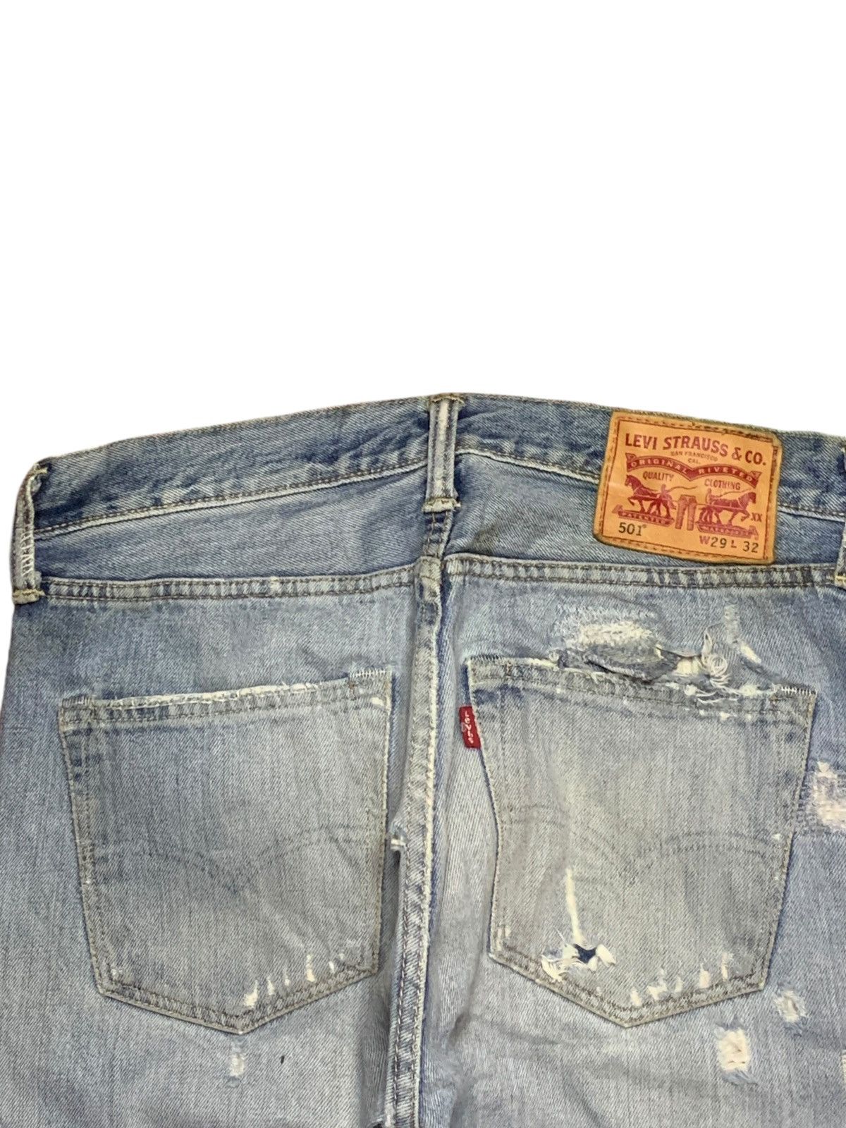 Levi's Vintage Levis 501 Mud Wash Distressed Patched Jeans Size US 31 - 8 Thumbnail