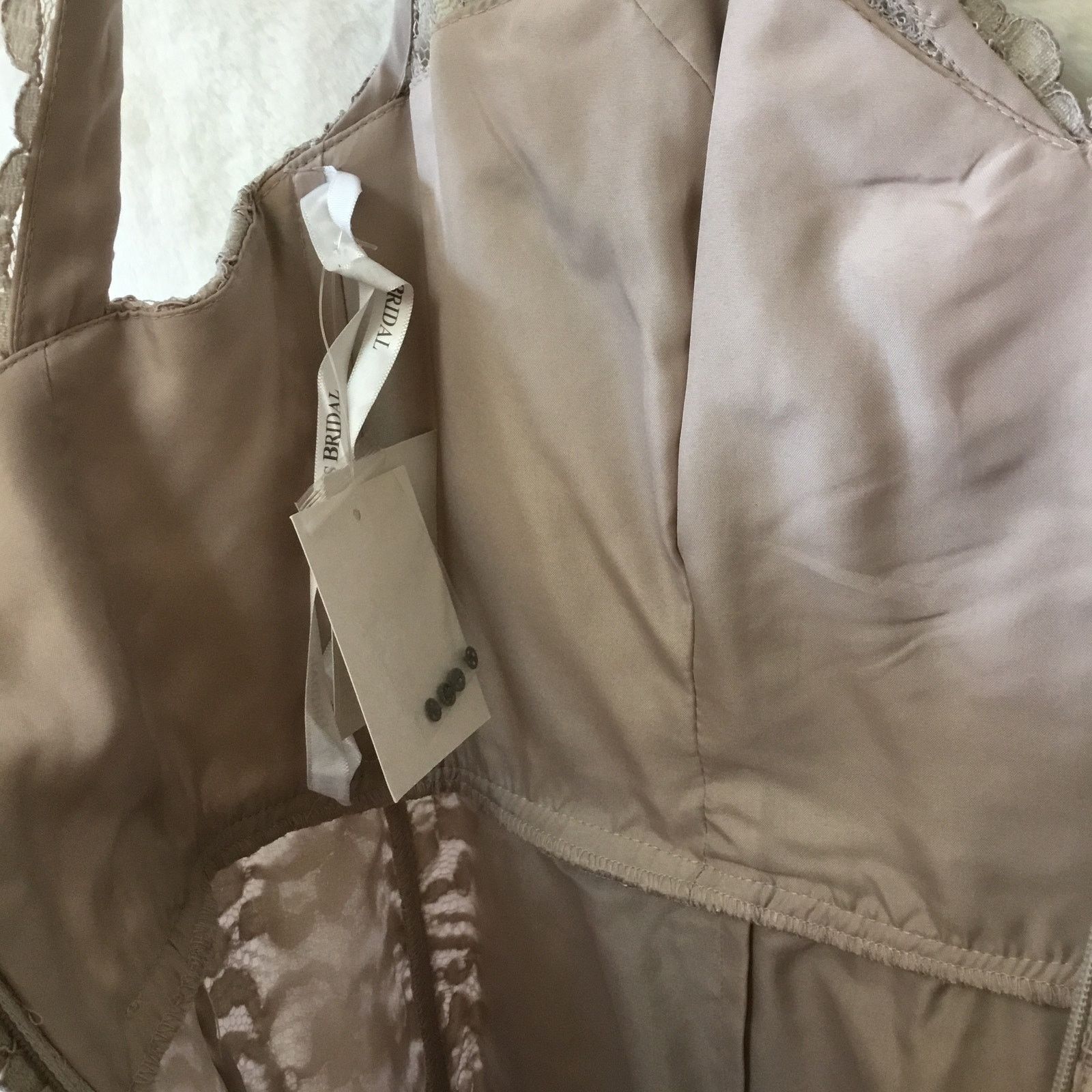 Other David Bridal Short Mocha Lace Dress with V-Neck Size XS / US 0-2 / IT 36-38 - 14 Thumbnail