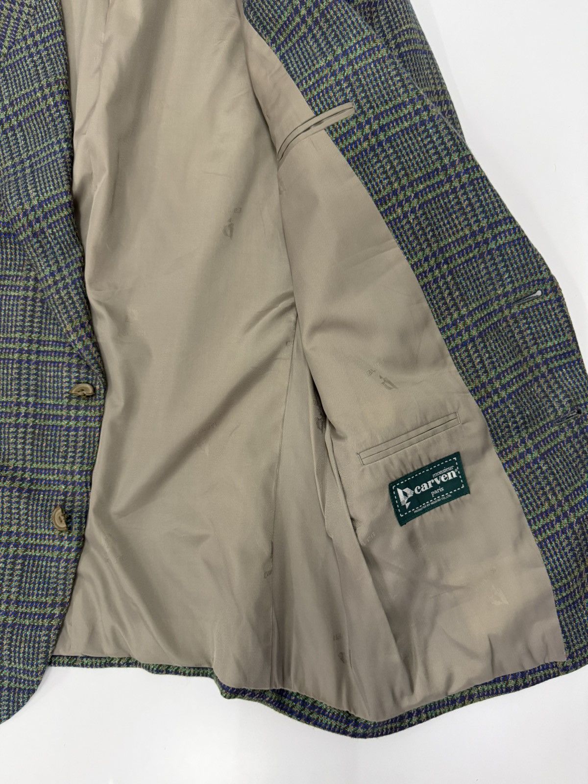Carven 🔥 Vtg Exclusive Carven Paris Wool Tweed Houndstooth Blazer Size US S / EU 44-46 / 1 - 7 Thumbnail