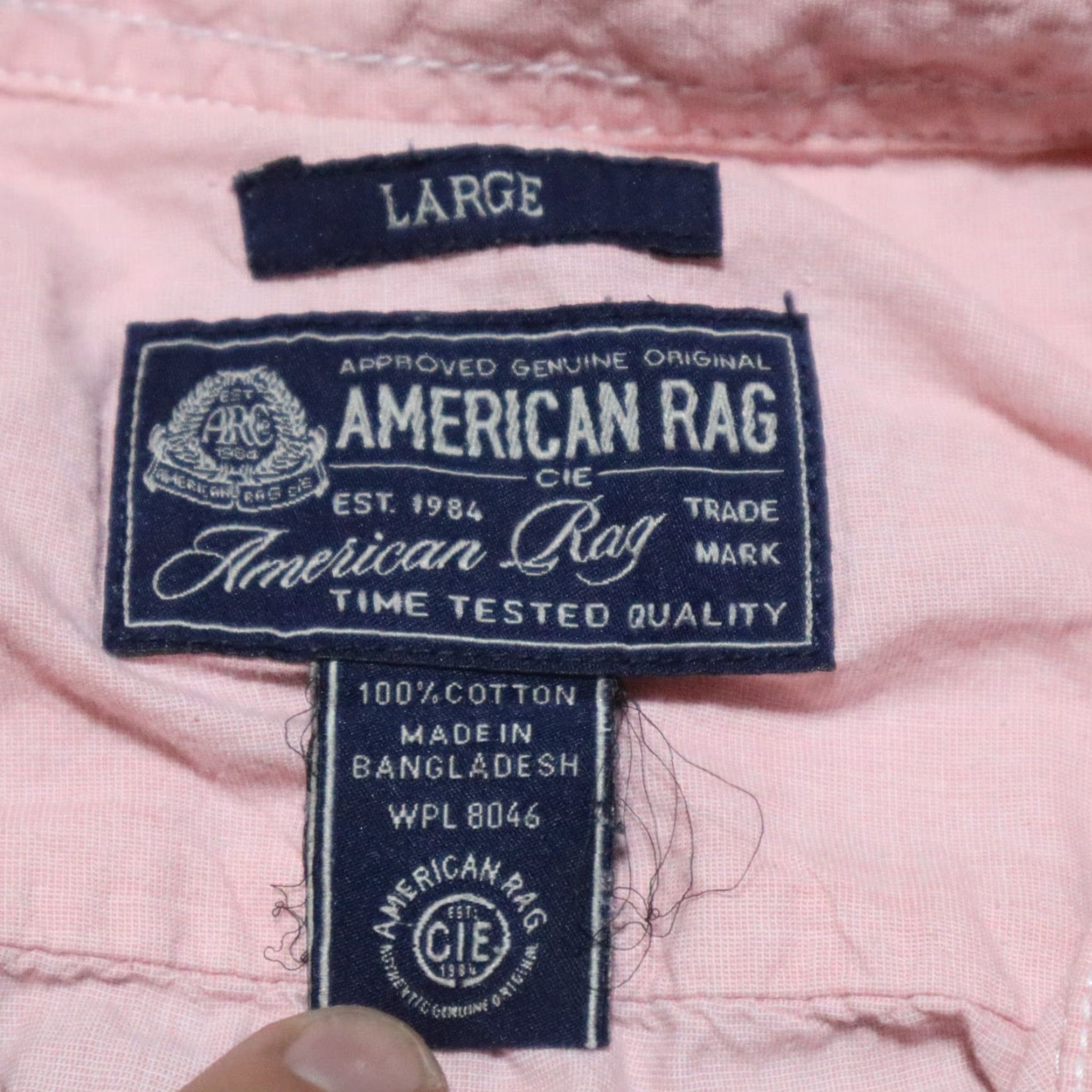 Vintage American Rag Shirt Button-Up Casual Mens Large Pink 100% Cotton Lightweight Long Sleeve Tie-Front Button-Down Regular Large Mens Shirt Size US L / EU 52-54 / 3 - 3 Thumbnail