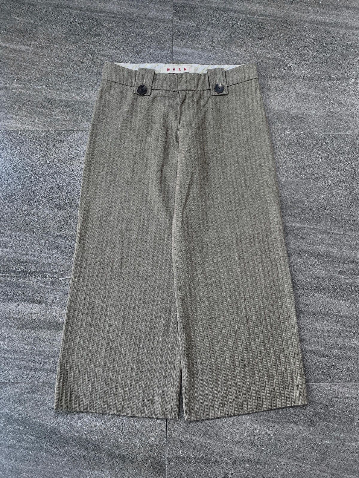 Marni Wideleg Cropped Wool Blend Trousers Size US 30 / EU 46 - 2 Thumbnail
