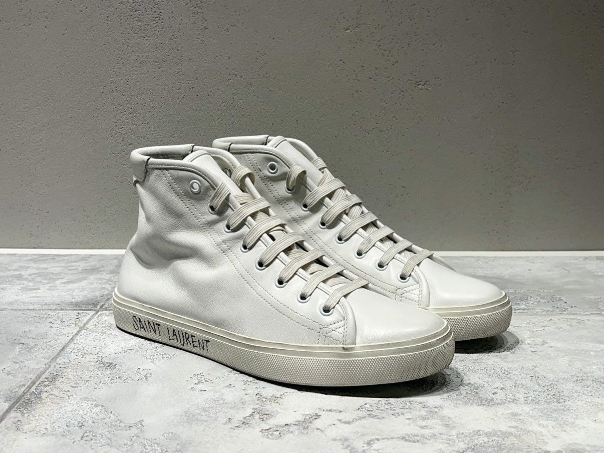 image of Hedi Slimane x Saint Laurent Paris Malibu White Leather Sneakers Size 41, Men's