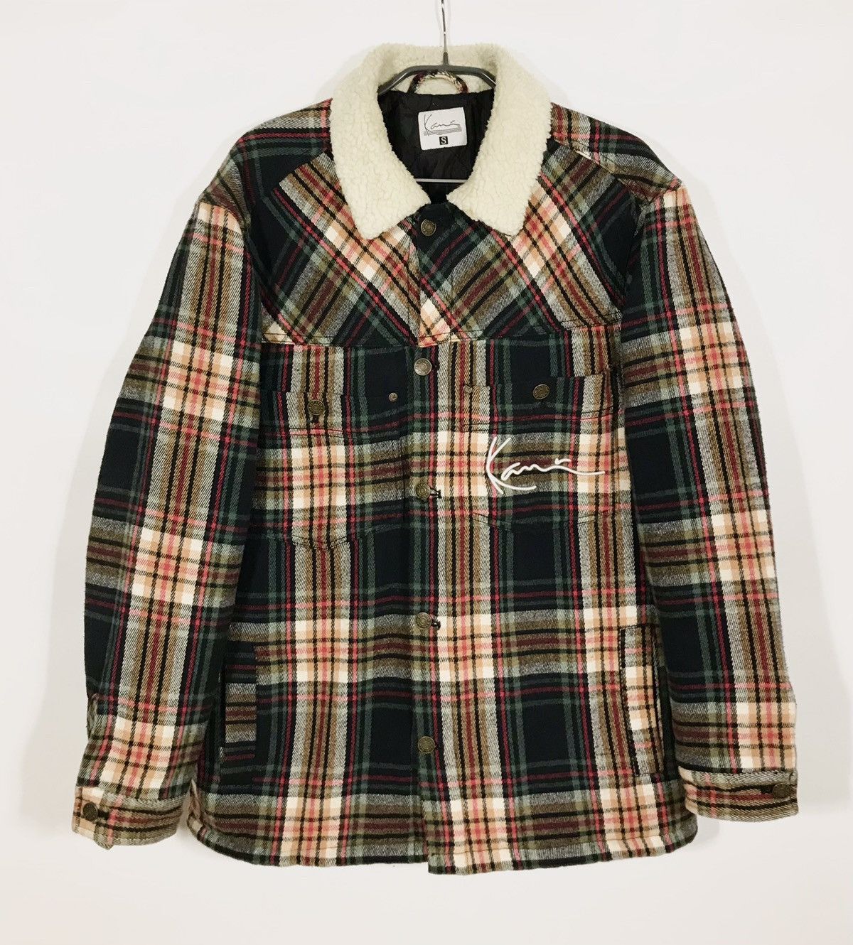 Karl Kani Karl Kani Chest Signature Flannel Sherpa Shirt Jacket Men's Size US S / EU 44-46 / 1 - 1 Thumbnail