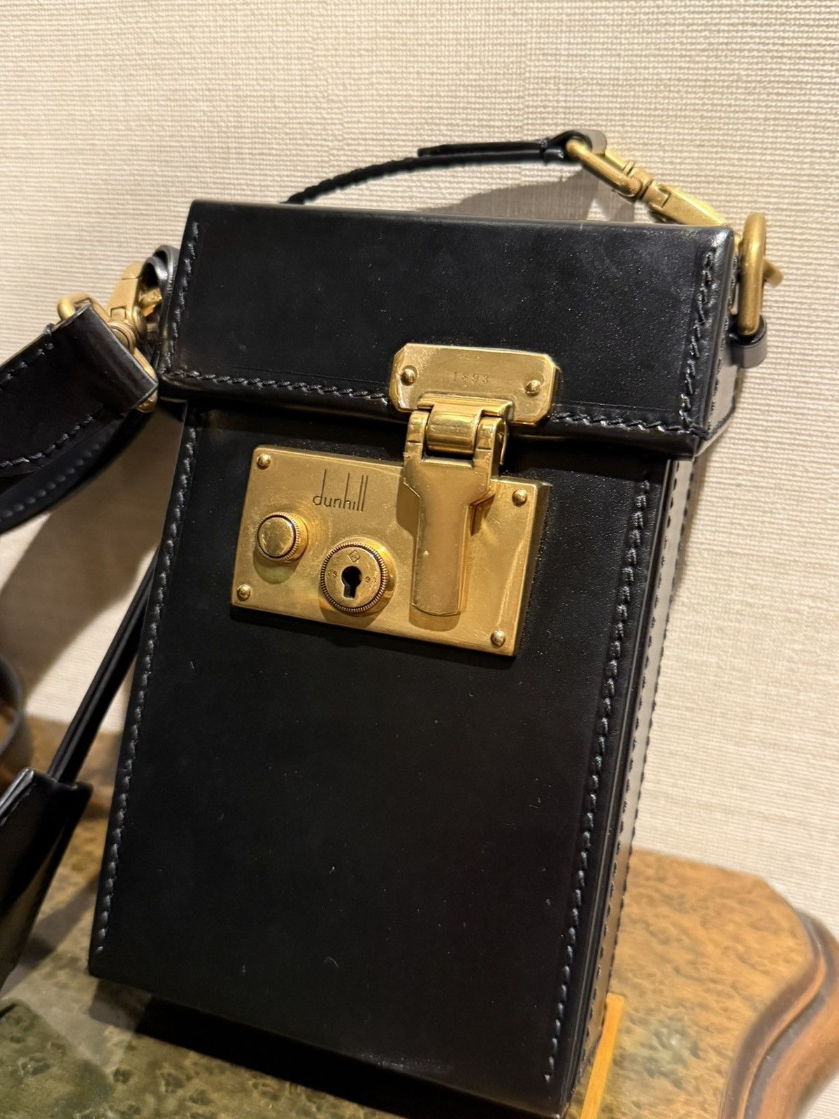 Alfred Dunhill Dunhill Black Leather Gold Lock Crossbody Bag Size ONE SIZE - 1 Thumbnail