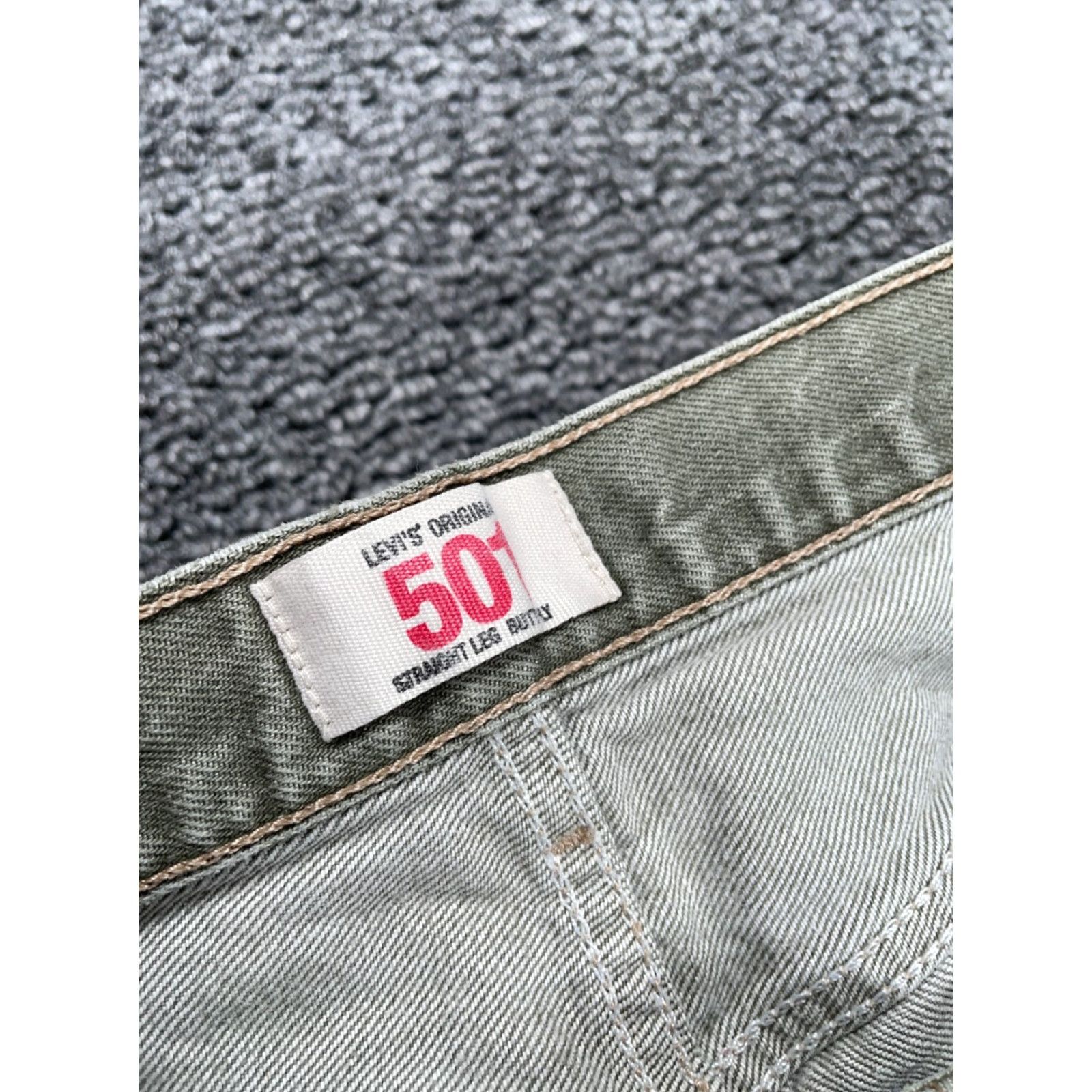 Levi's VINTAGE Levi's 501 Jeans Men - Olive Green Denim - Straight Leg, Button Fly - 39x30 (42/34Tag) - 90s Classic Casual World of Levi's Mens U.S. Size US 39 - 3 Thumbnail