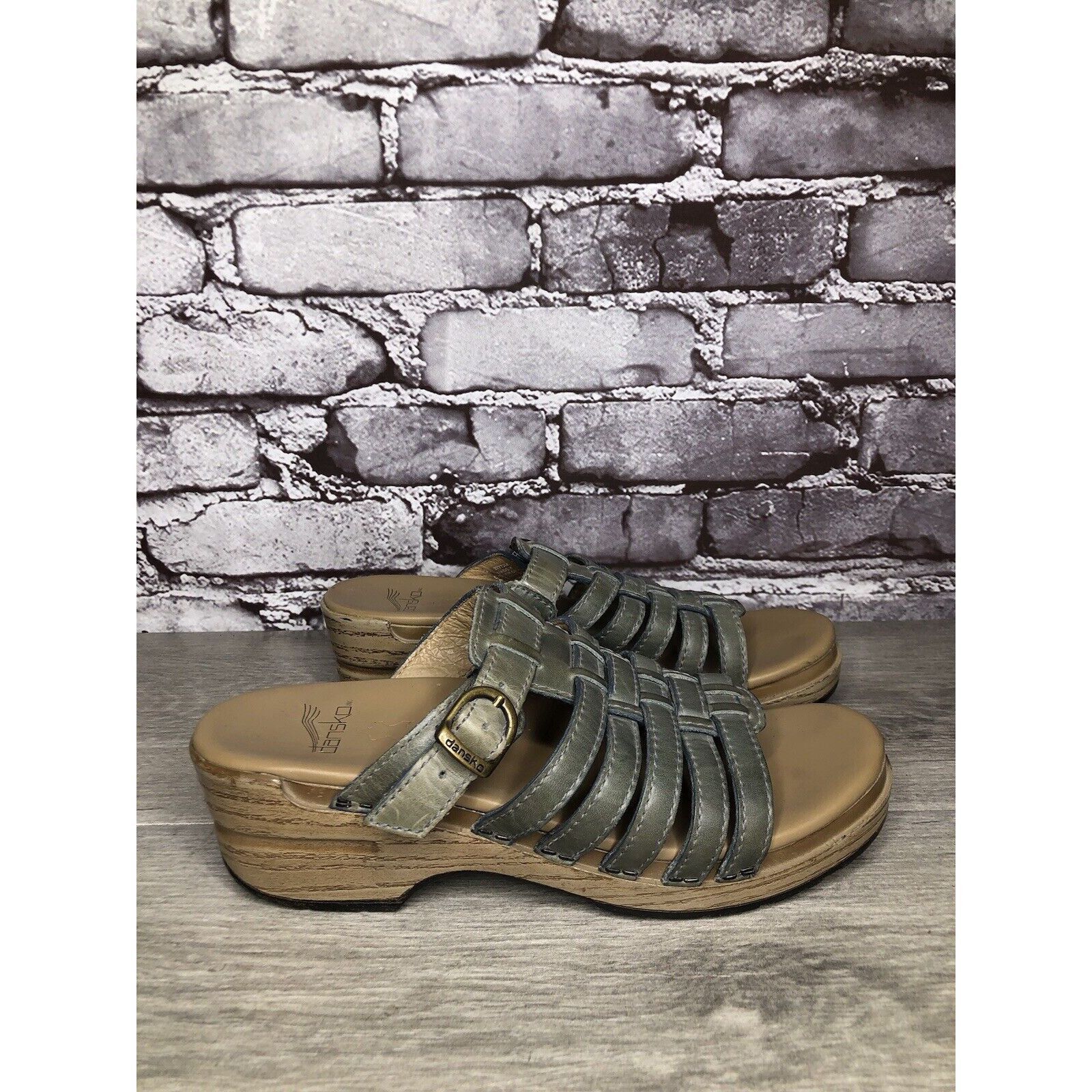 Other Dansko Blue Teal Leather Slide Buckle Straps Clogs Sandals W Size US 7.5 / IT 37.5 - 13 Thumbnail